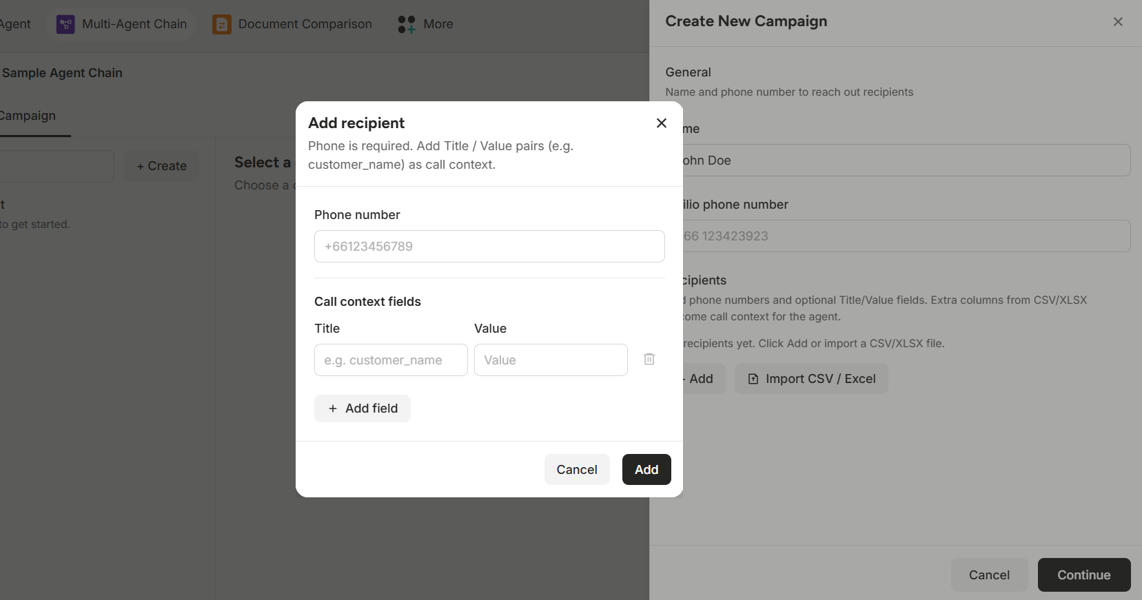 Figure : Add Recipient Modal