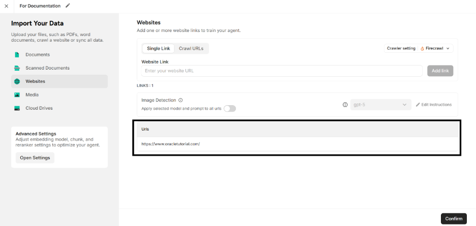 Added Single Link in the URLs List 