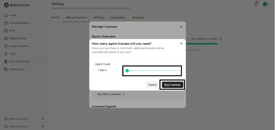 Buying License for Agents
