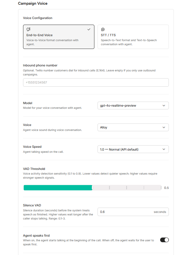 Campaign Voice Configuration
