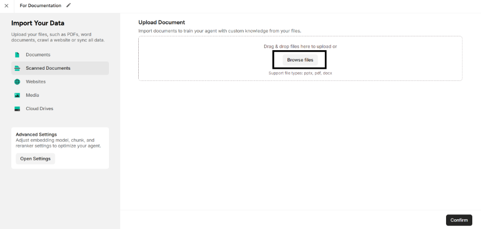 Click the “Browse Files” button to select the File from the User’s Device 