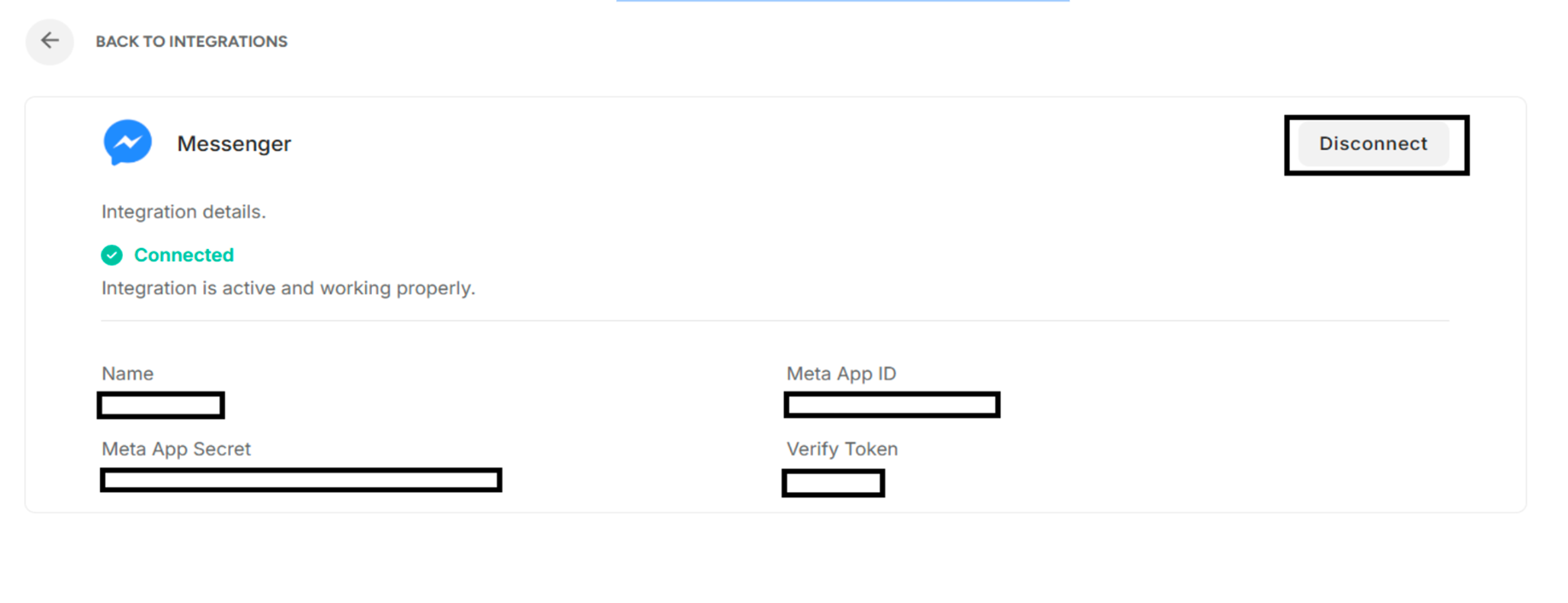 Connected Messenger after clicking forward arrow