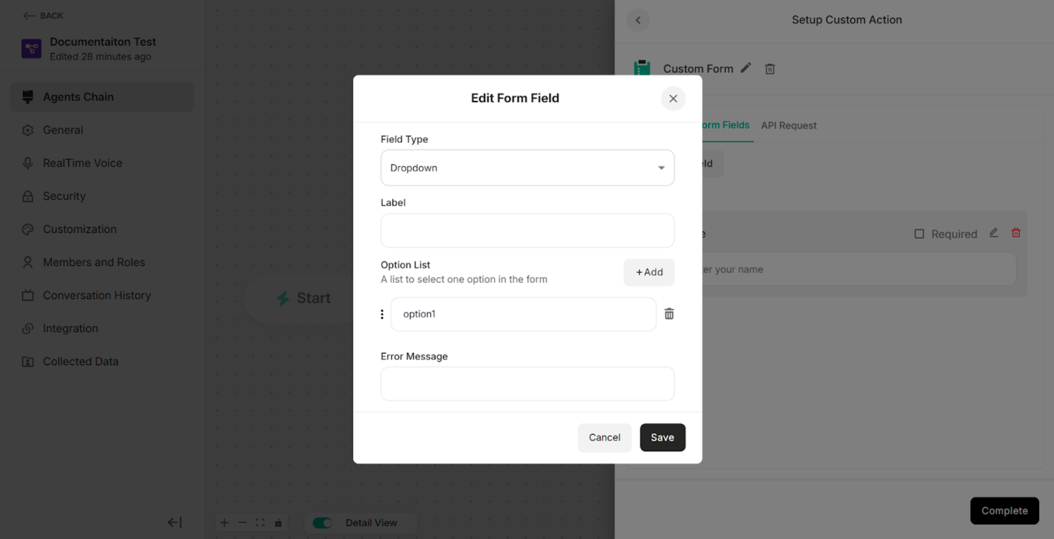 Edit Form Field for Dropdown Field Type after clicking the delete icon on option2