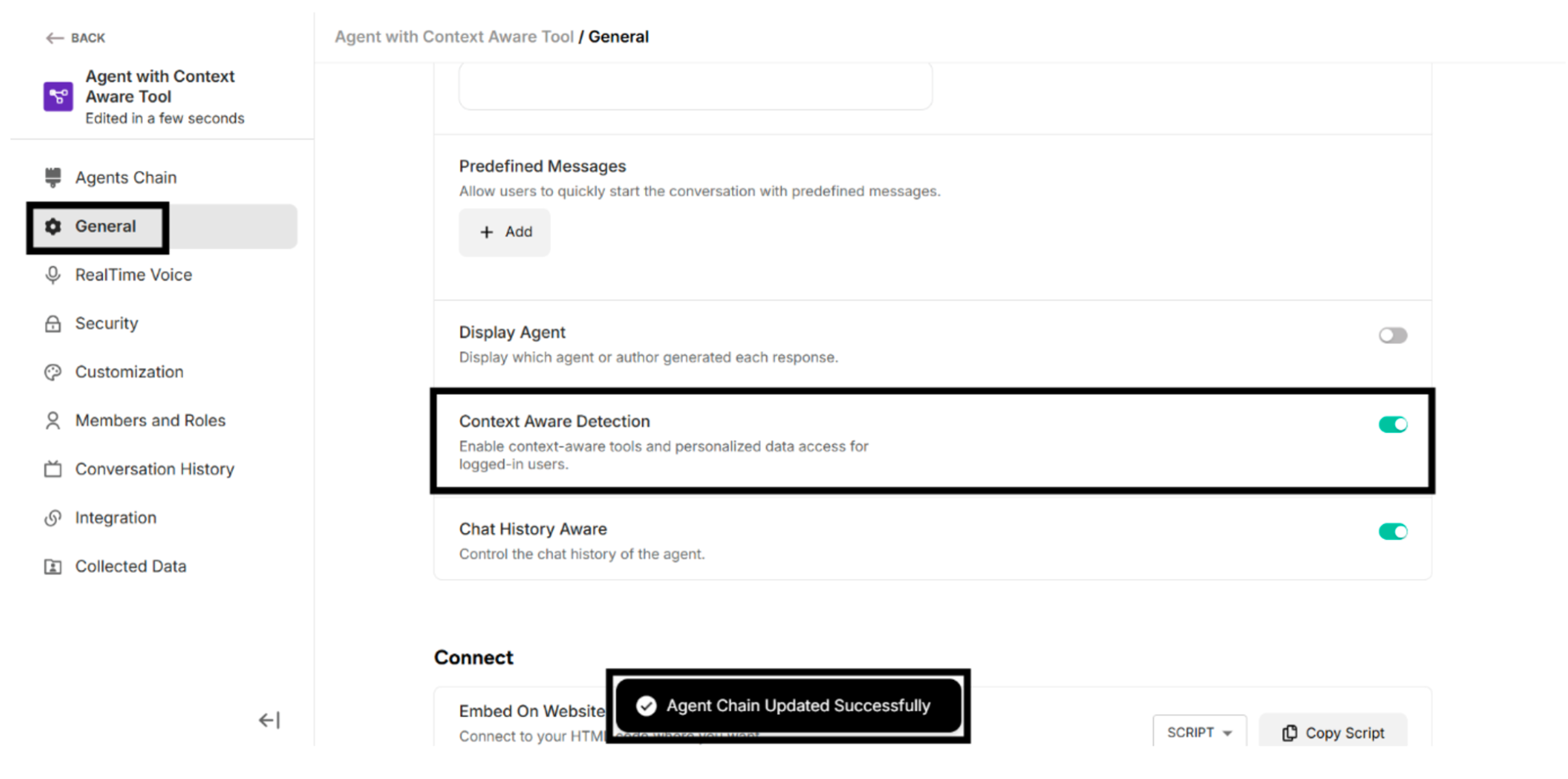 Enable_"Context_Aware_Detection"_Toggle_Switch_in_General_Setting_and_Showing_Success_Message_for_that_Action