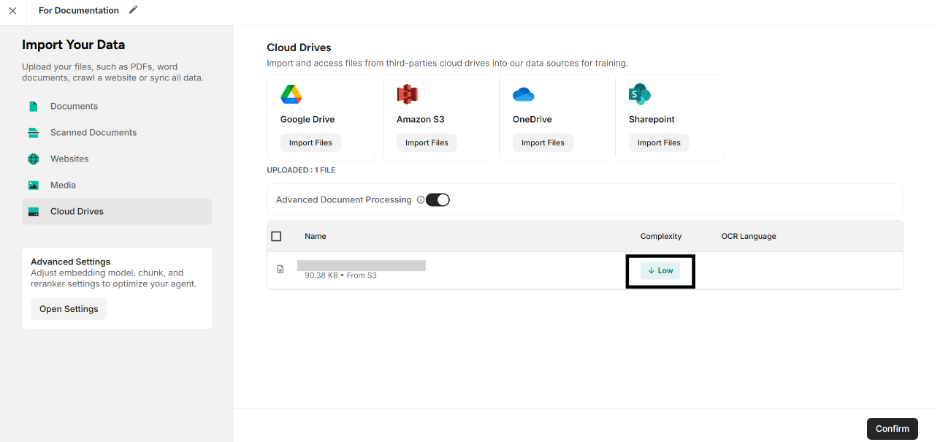 File is uploaded to the system and Complexity is determined