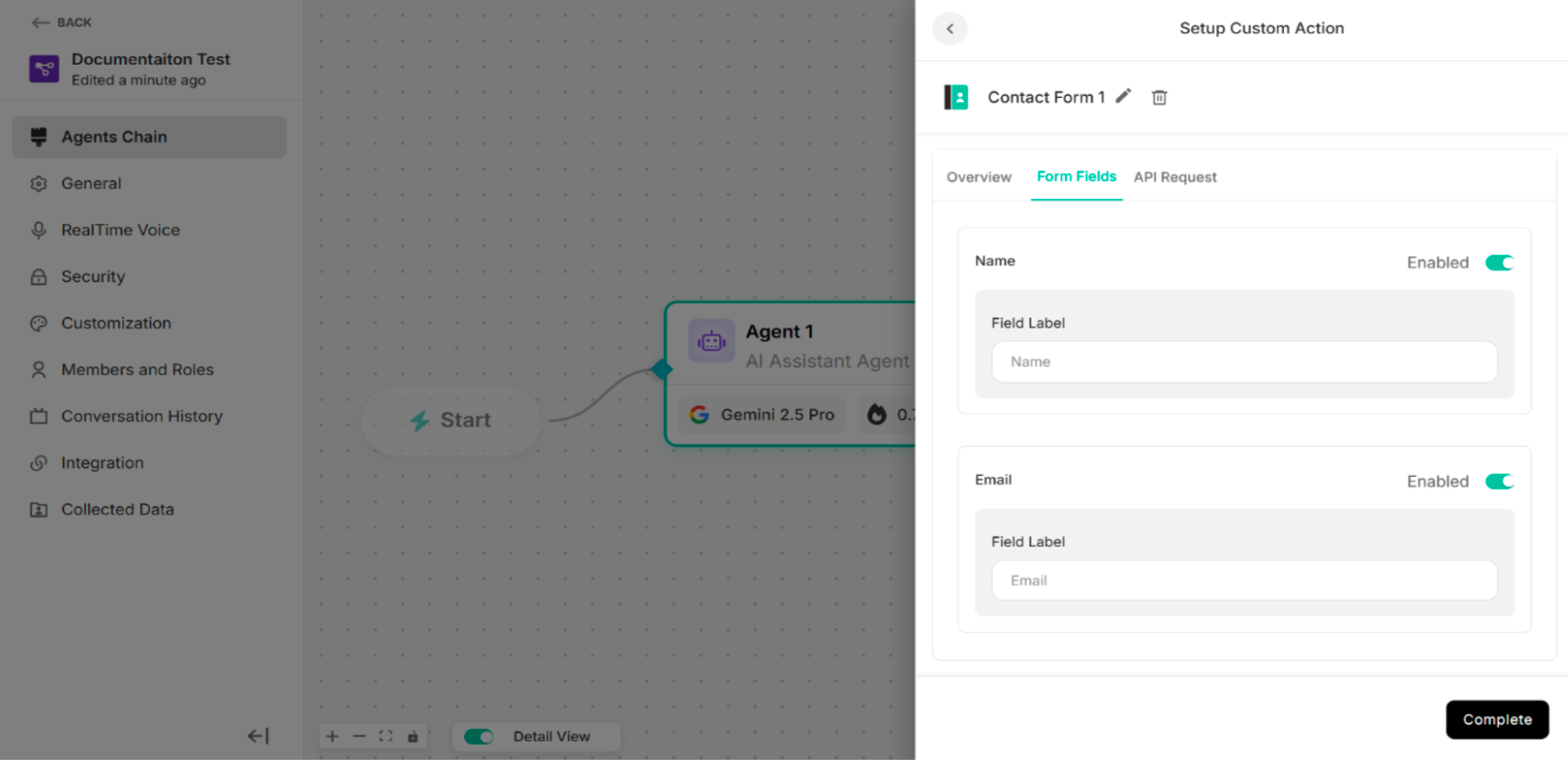 Form Fields Section with Enabled Fields