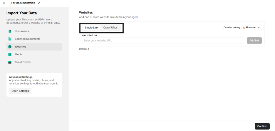 Highlighting “Single Link and Crawl URLs”
