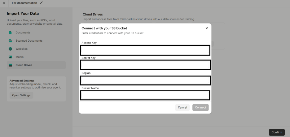 Highlighting the text box to enter credentials 