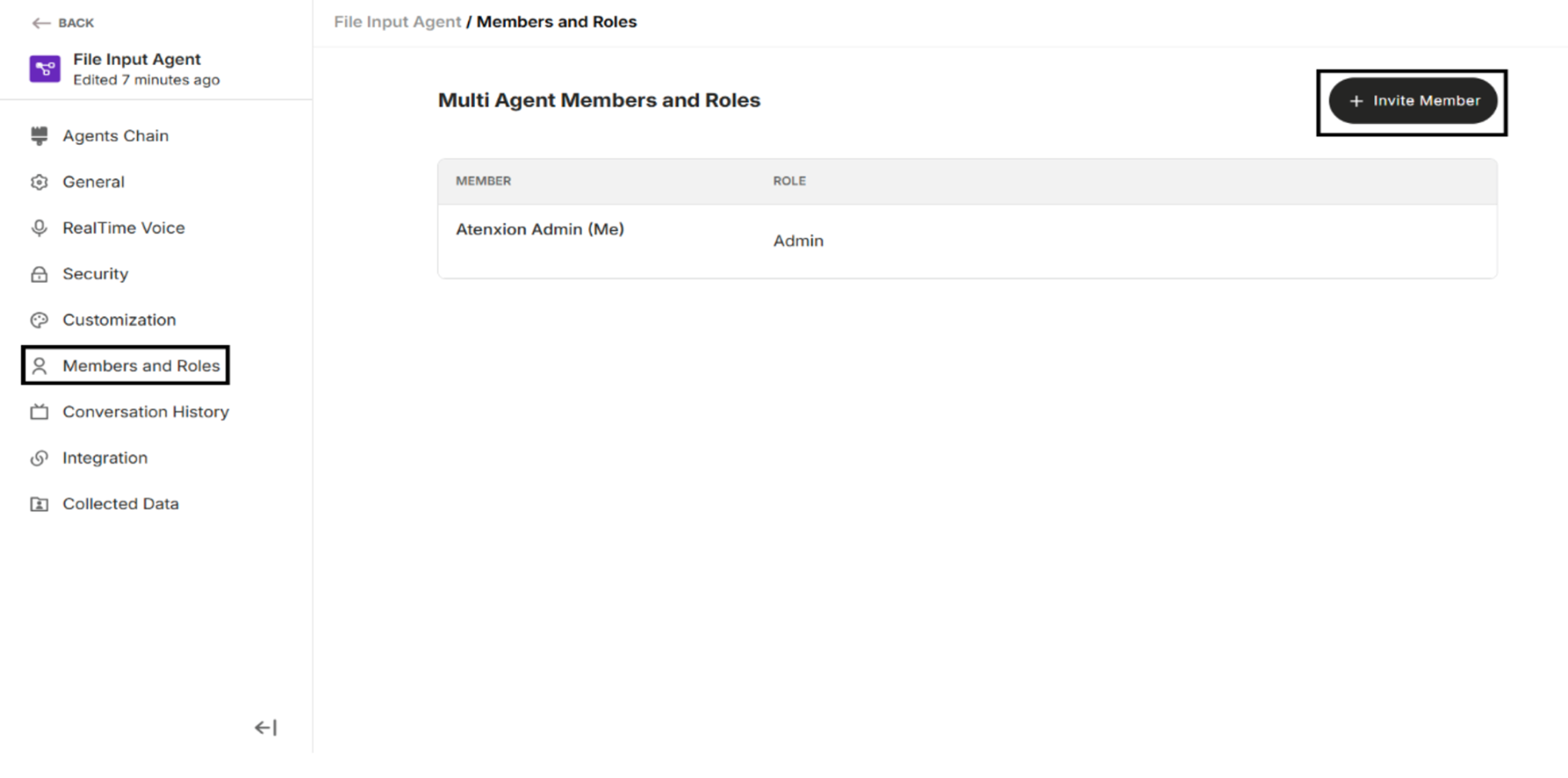 Multi Agent Members and Roles Interface