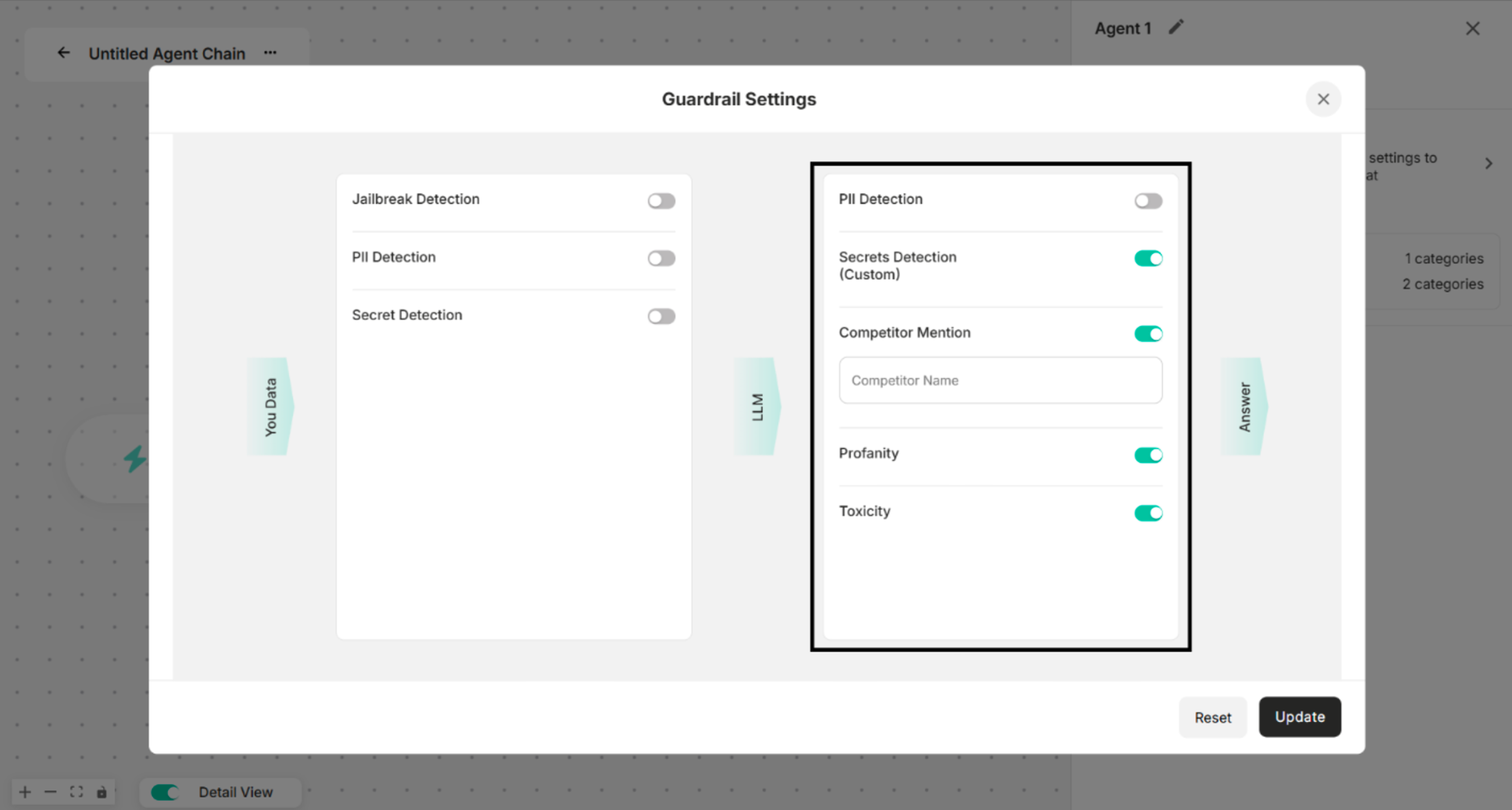 Output Guard in Guardrail Settings