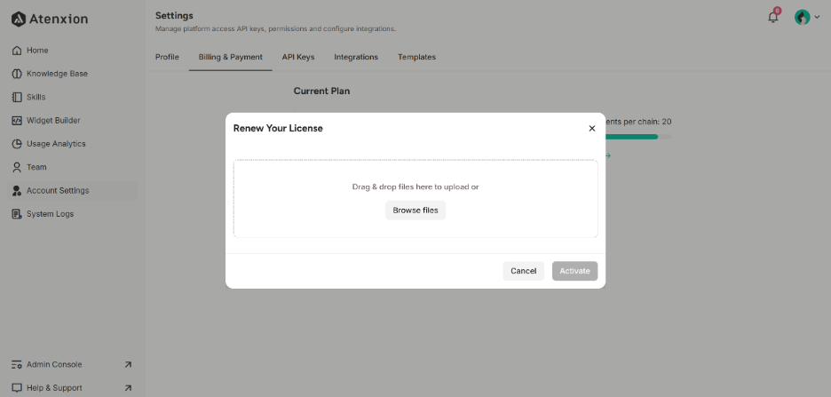 Renew Your License Button of Billing and Payment Interface of Account Settings
