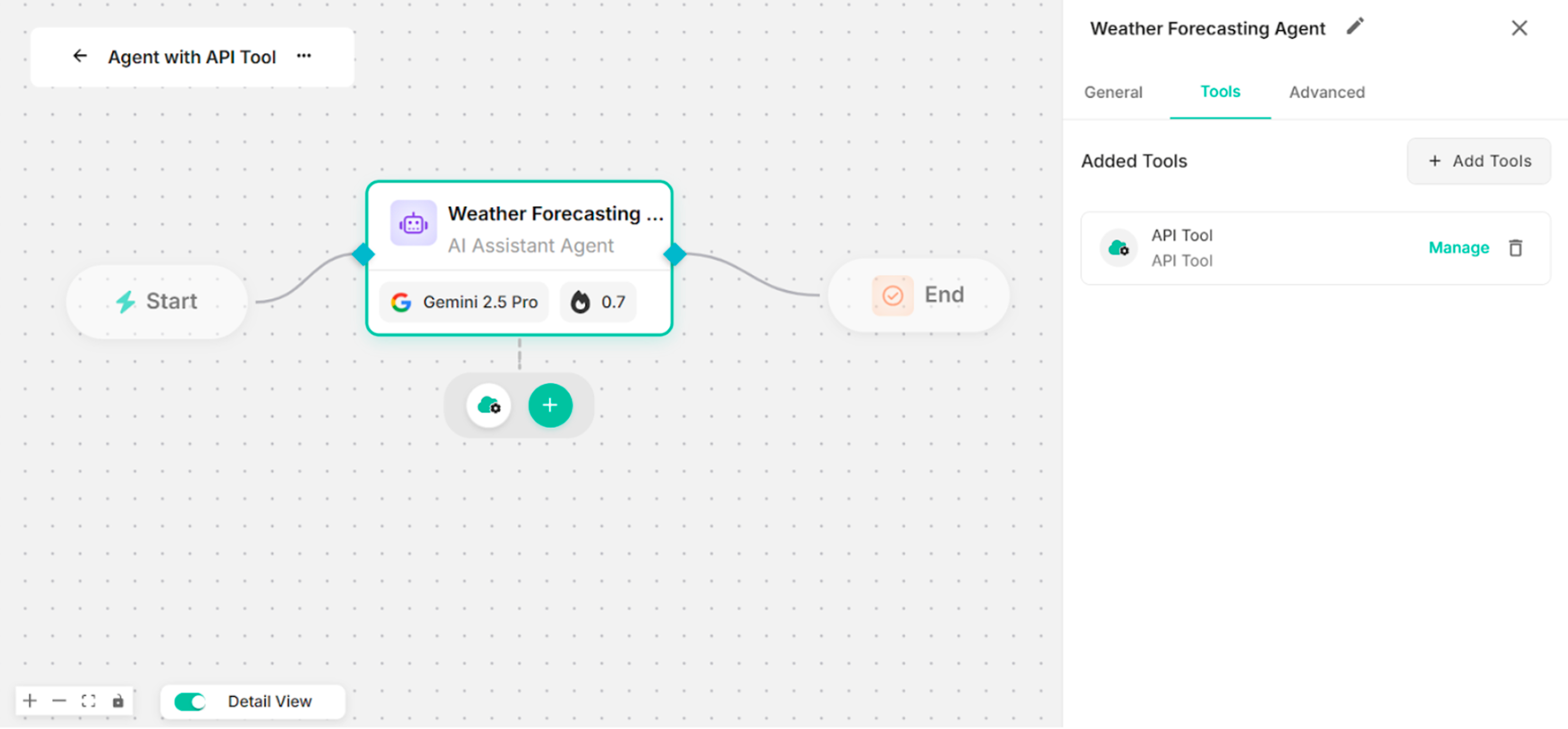 Showing the Canvas with the Created API Tool