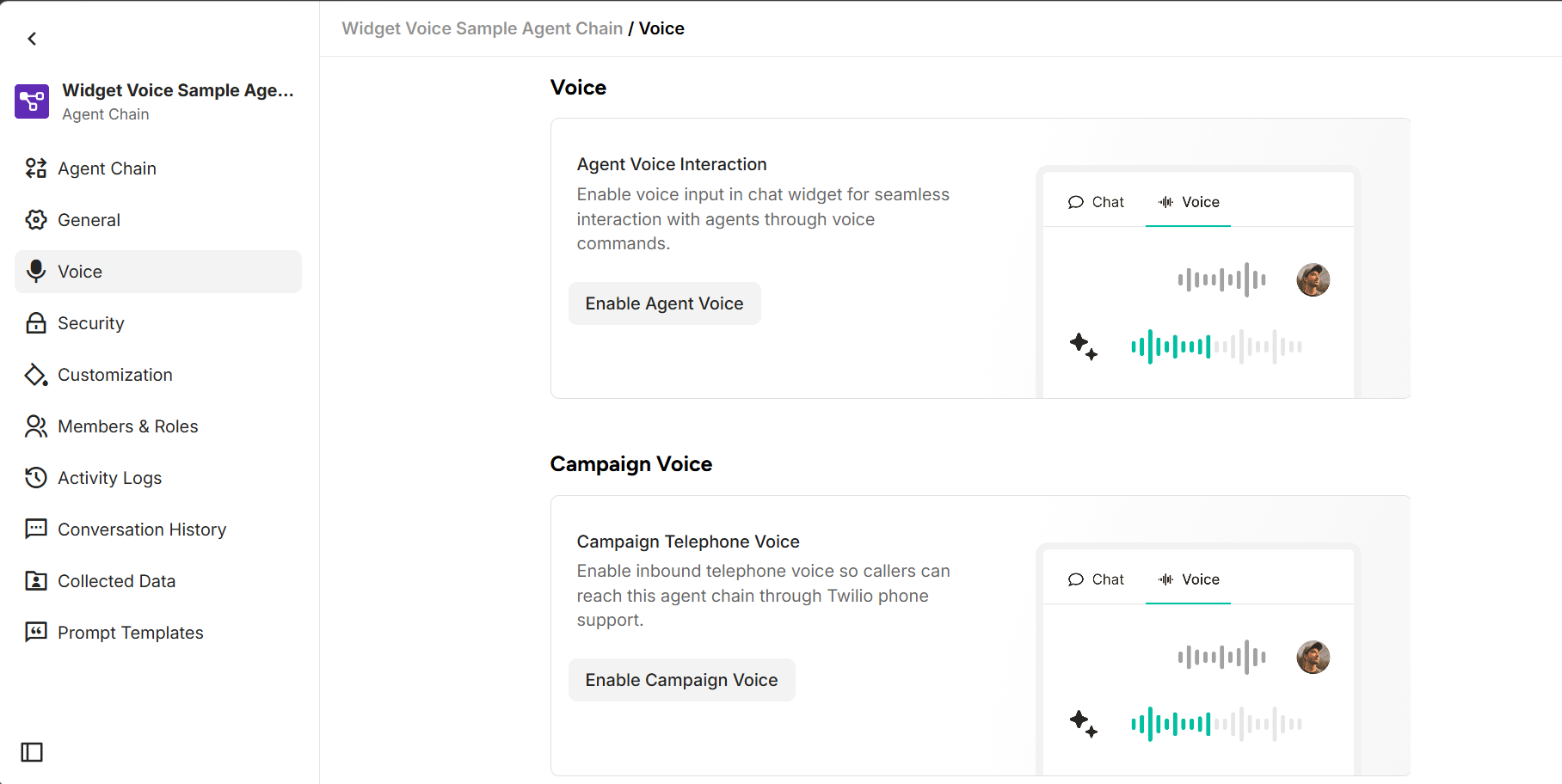 Figure : Voice Settings Overview