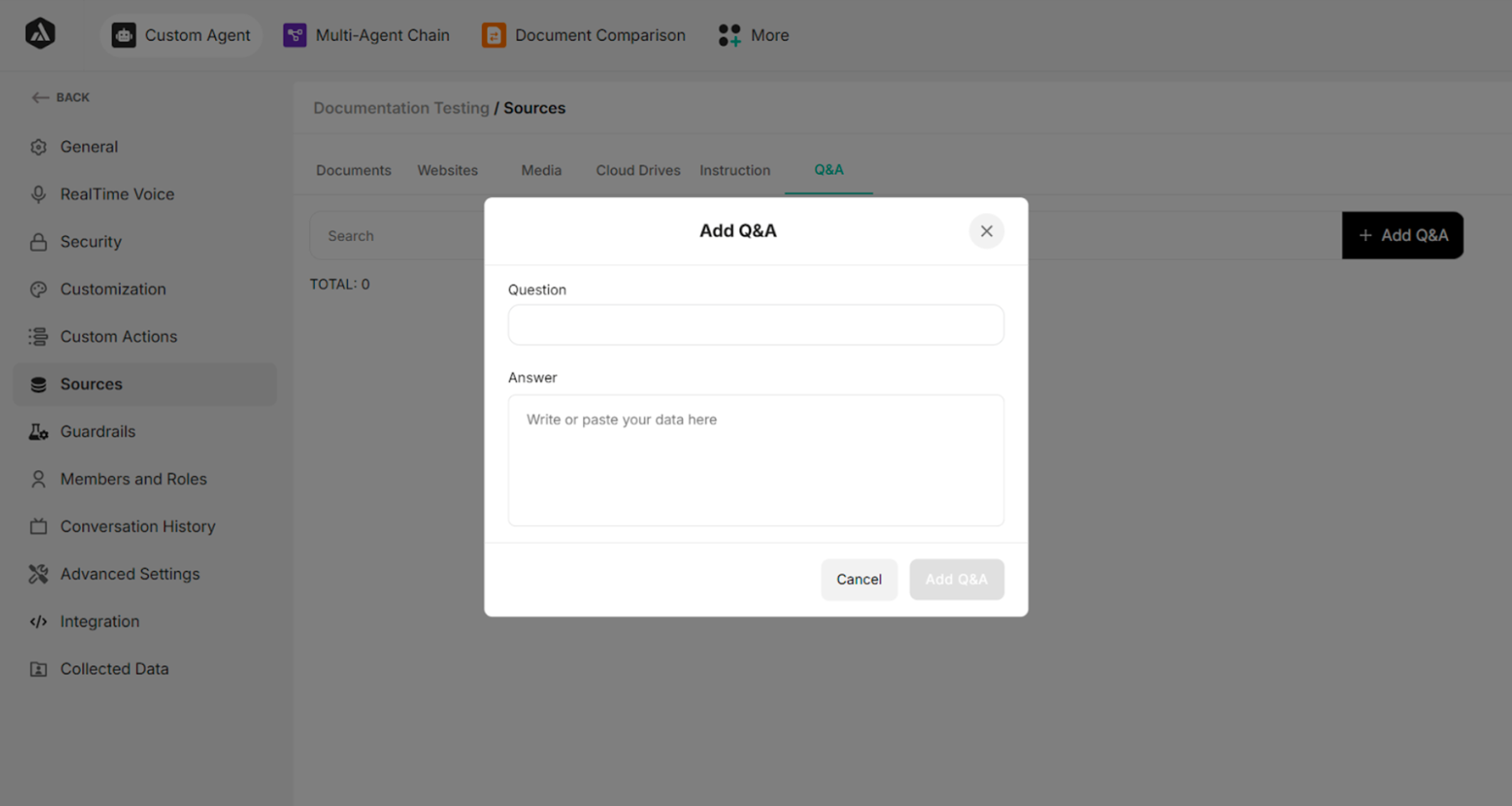 Add Q&A Confirmation Box