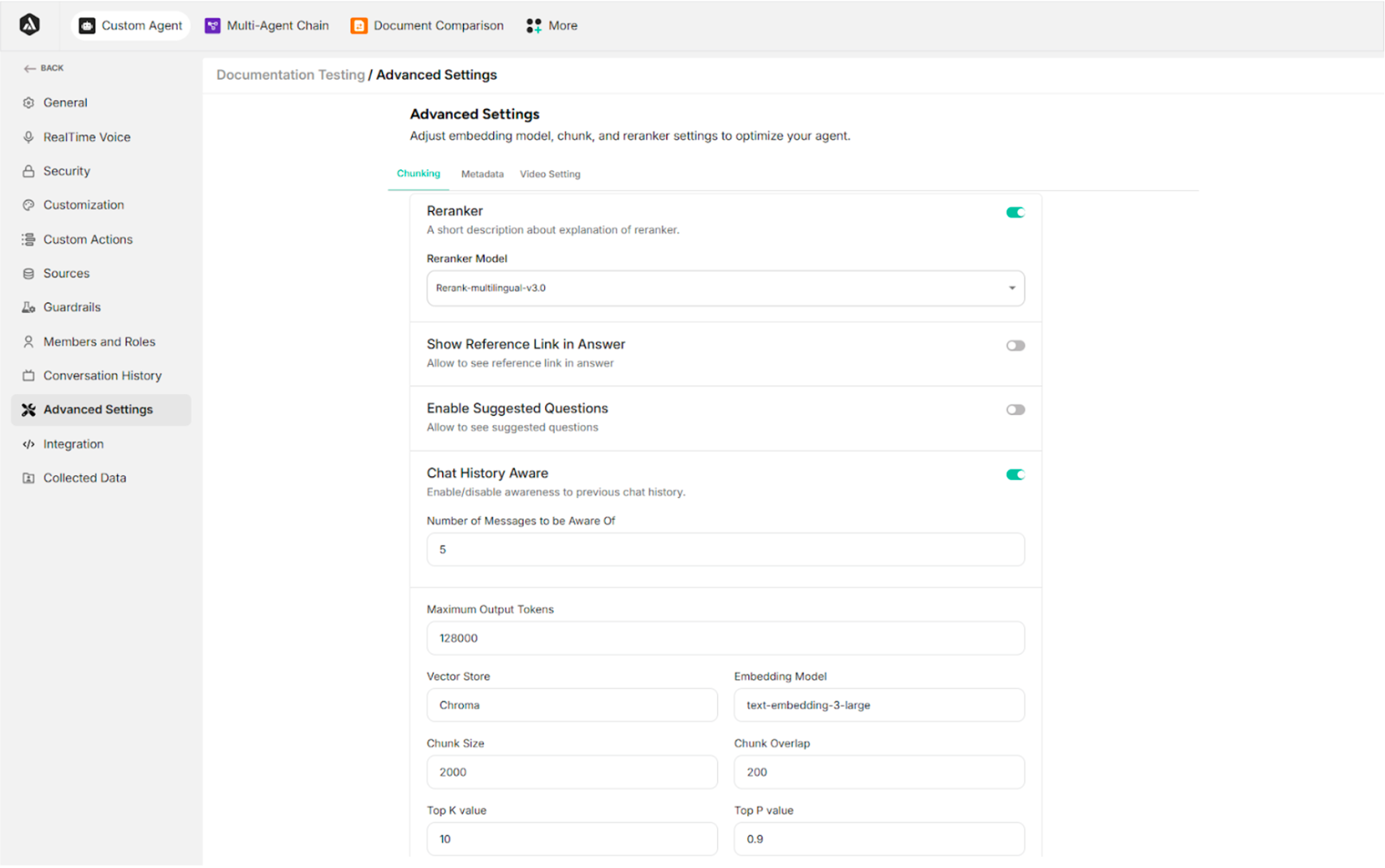 Advanced Setting interface (default)