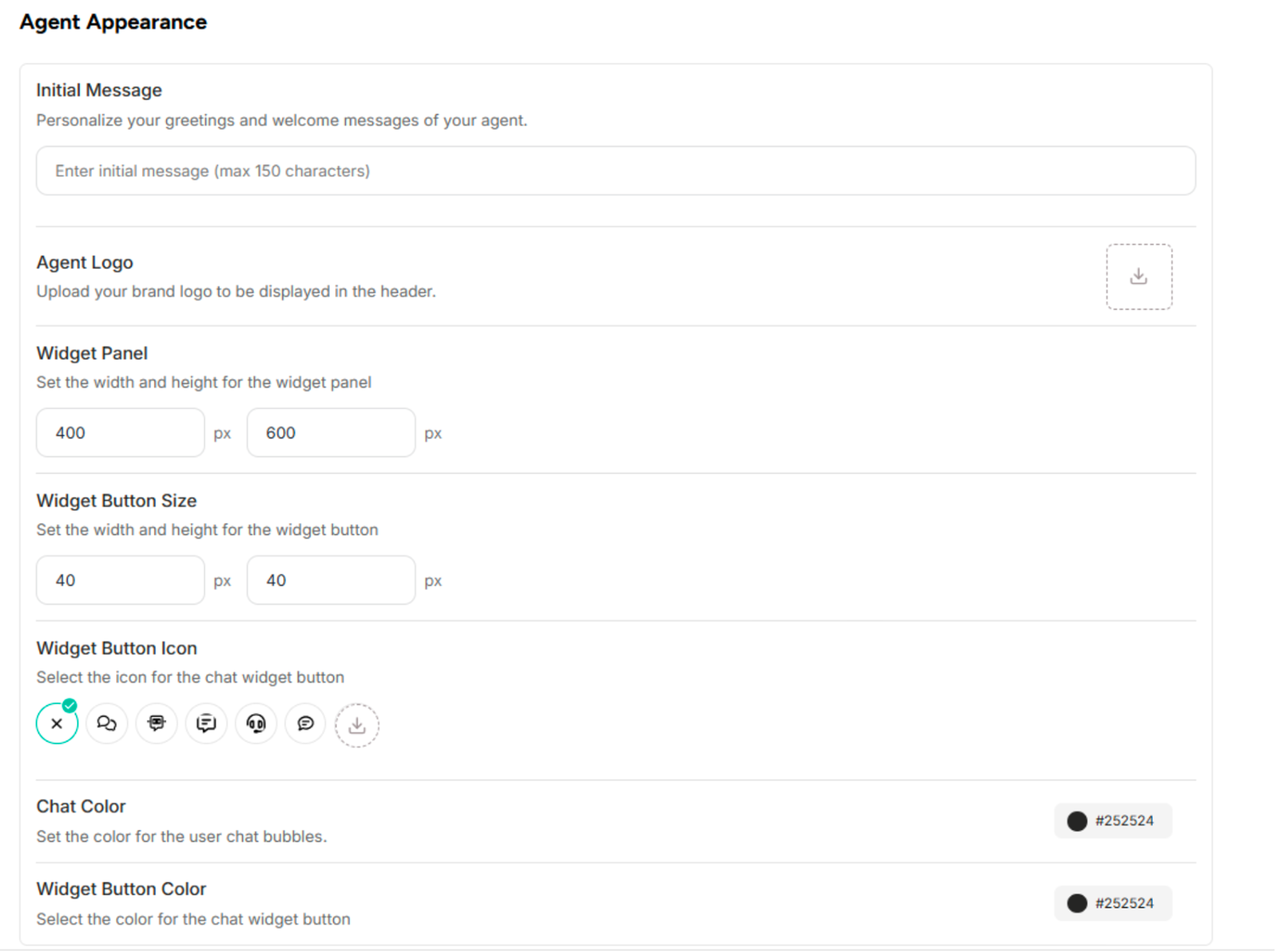 Agent Appearance Section