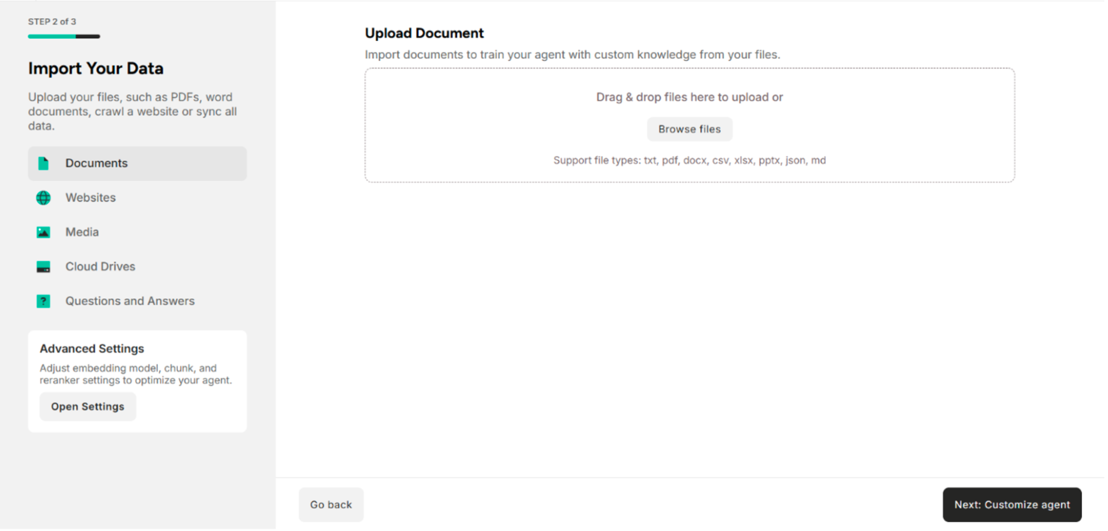 Import Data Sources Interface