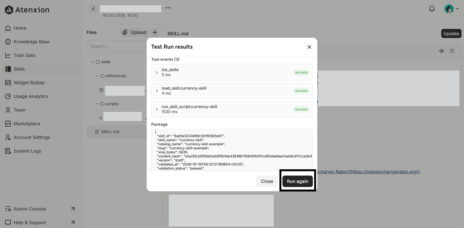 Detailed Test Results and “Run again” Button 