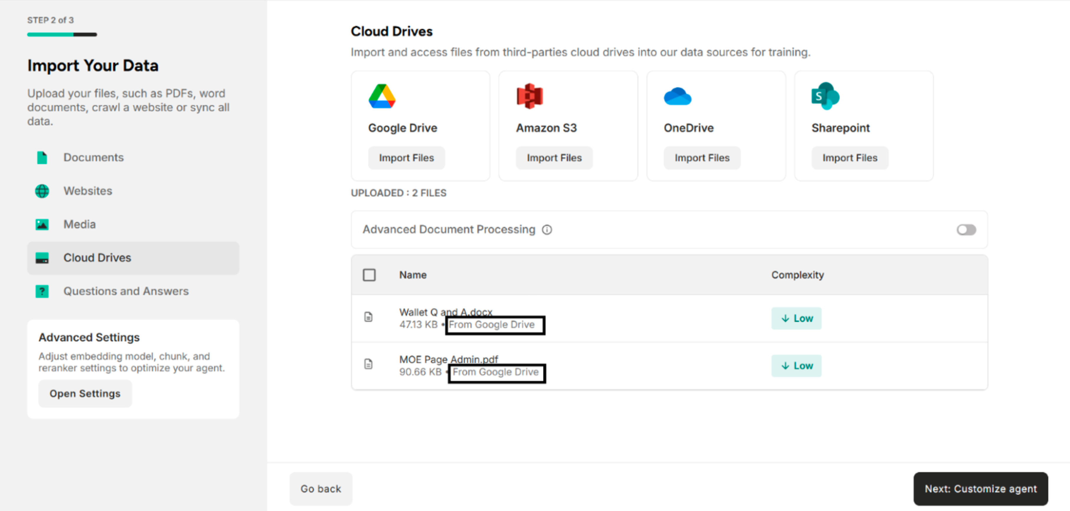 The Uploaded Files from the Google Drive