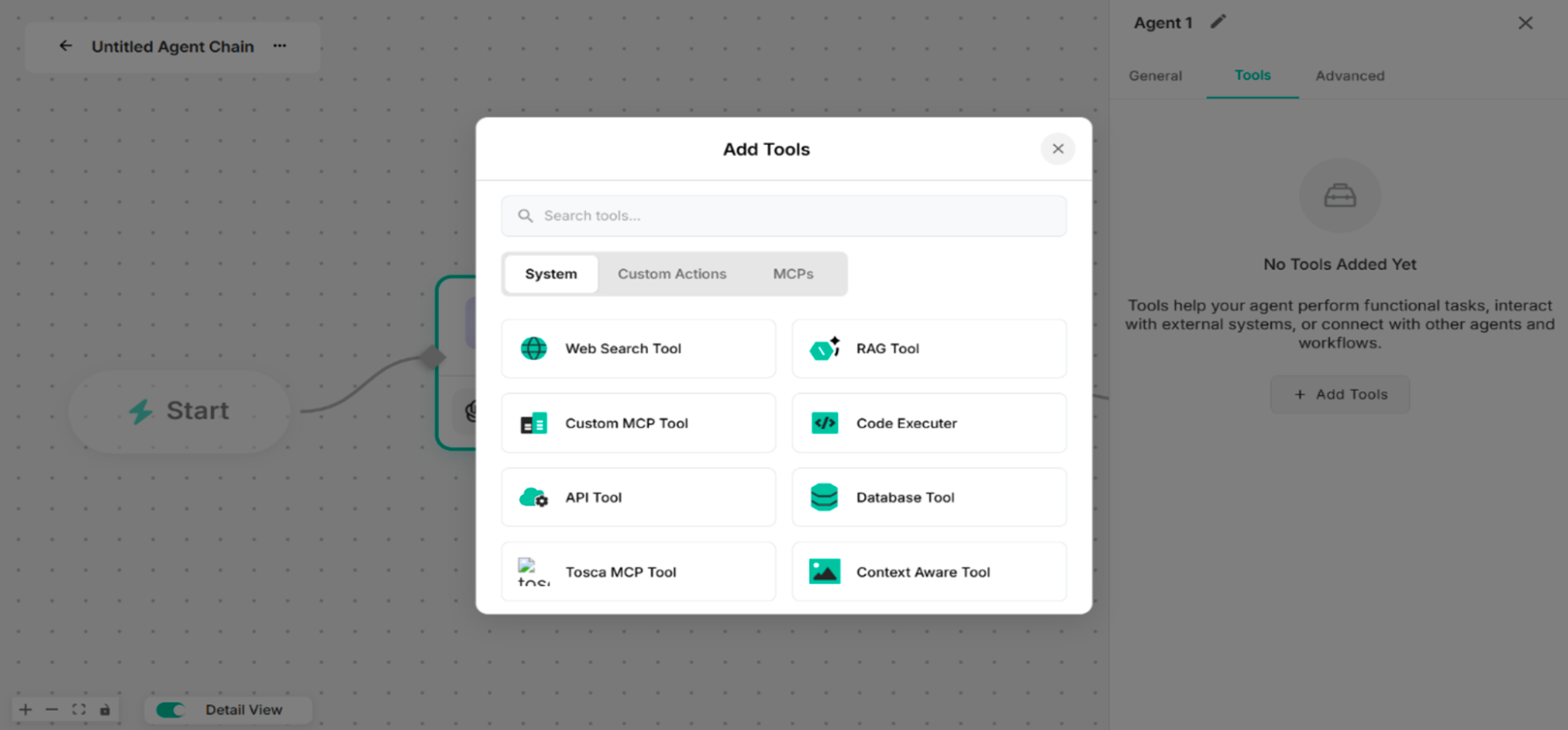 Add Tools Pop-up Box (Default)