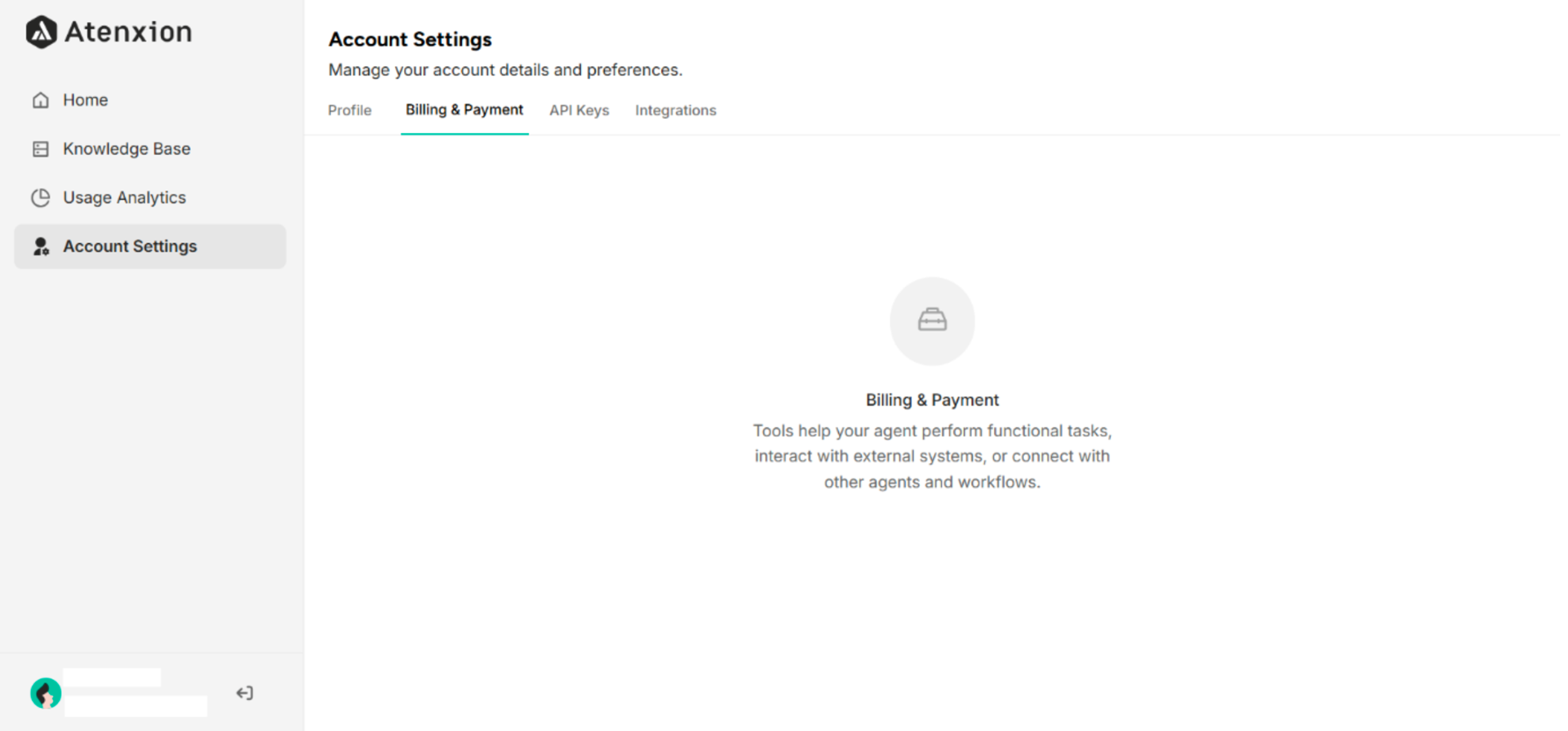 Billing and Payment Interface of Account Settings