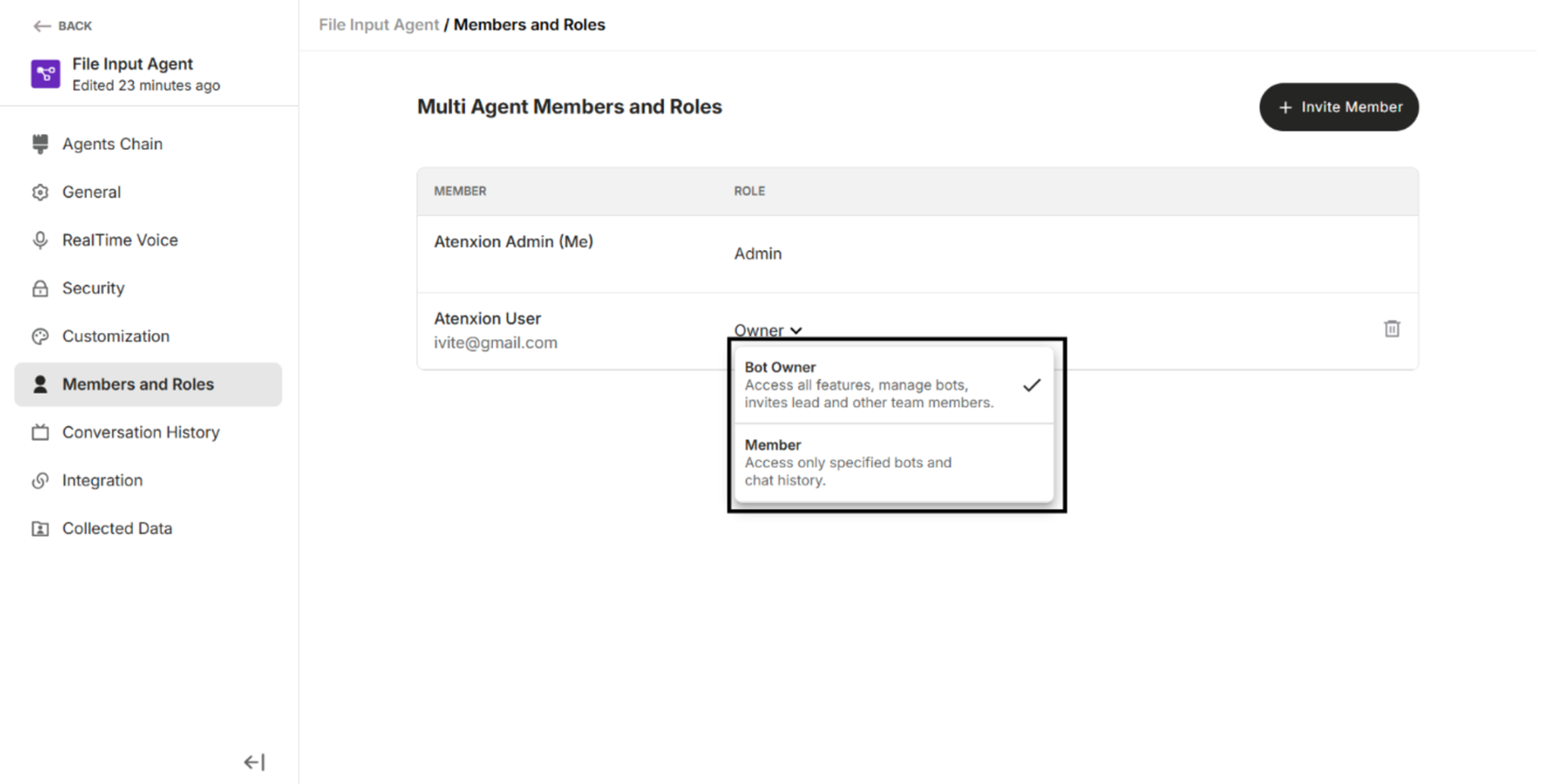 Bot Owner and Member in Multi Agent Members and Roles
