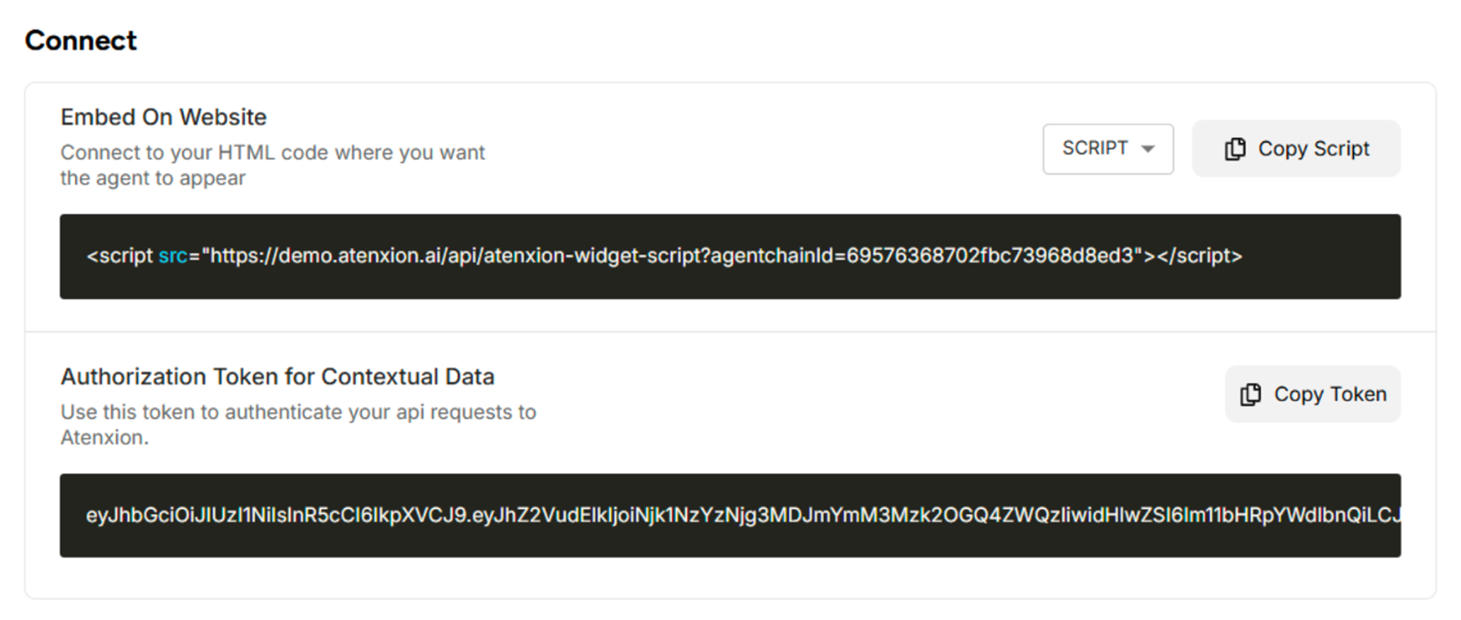 Connect Section of General Settings