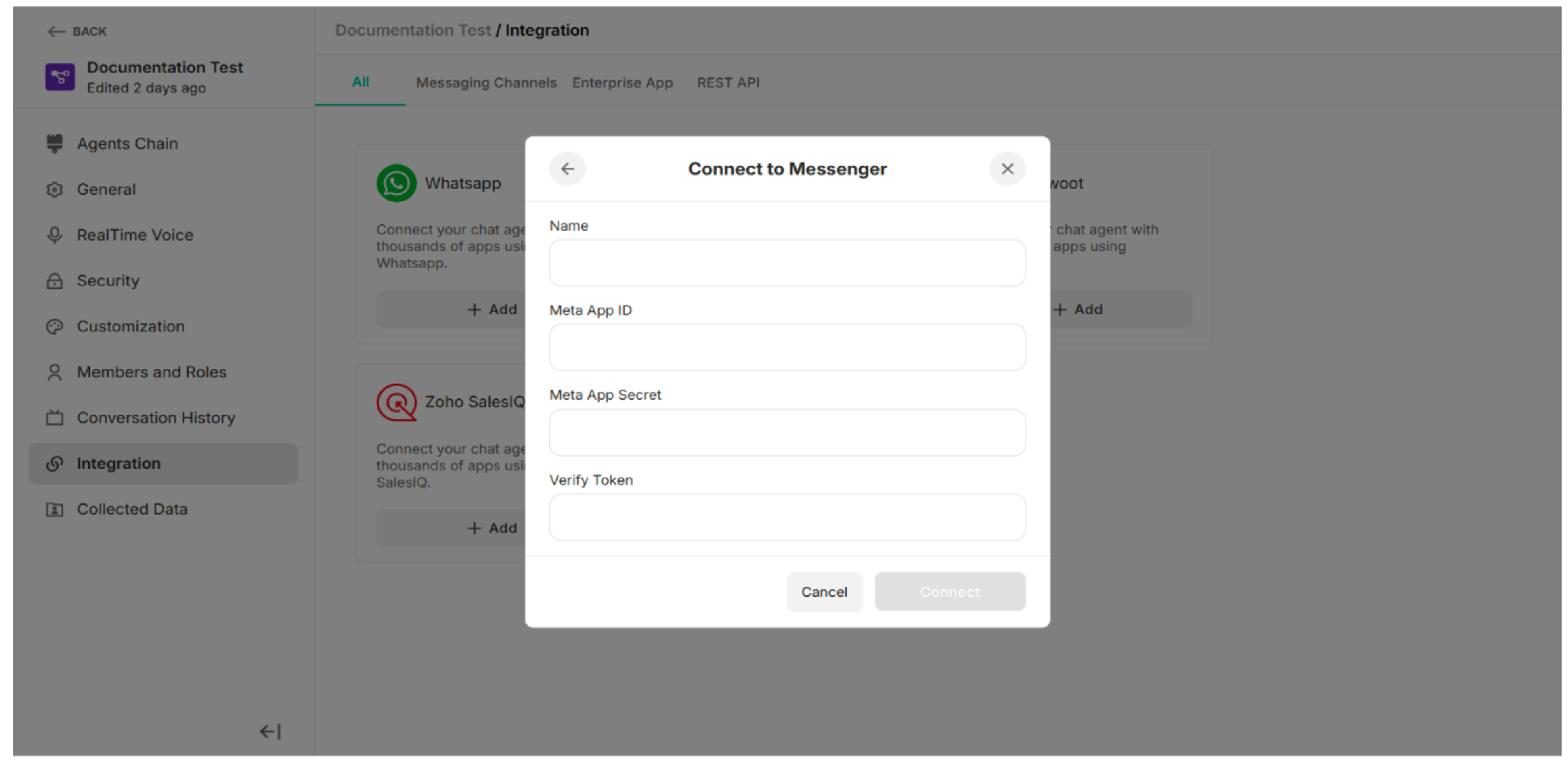 Connect to Messenger Pop-up