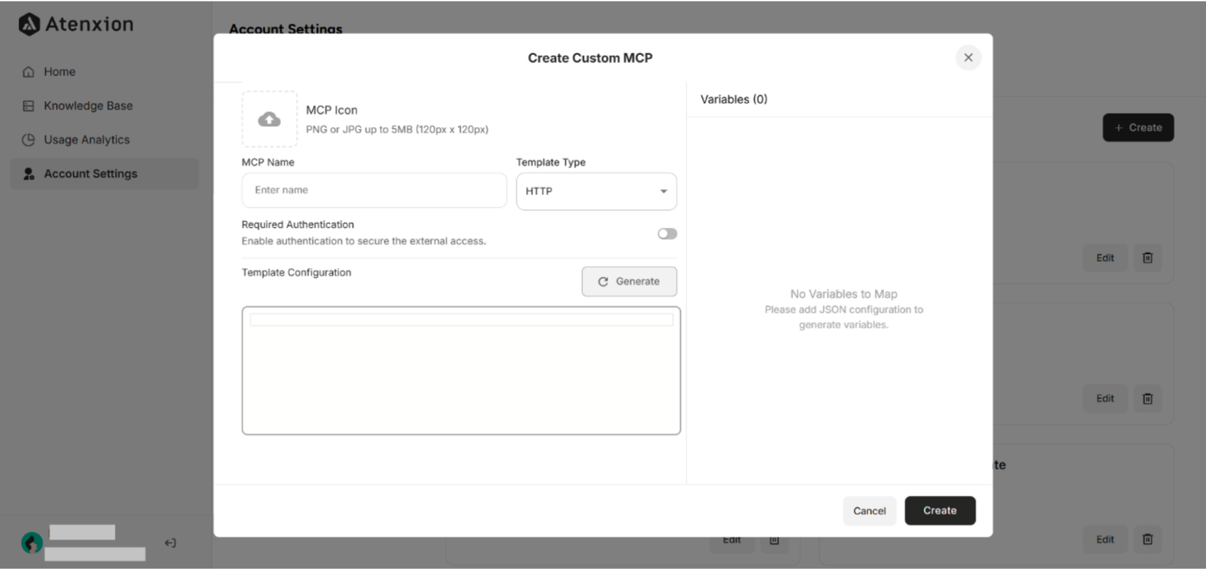 Create Custom MCP Template Interface in Atenxion Platform