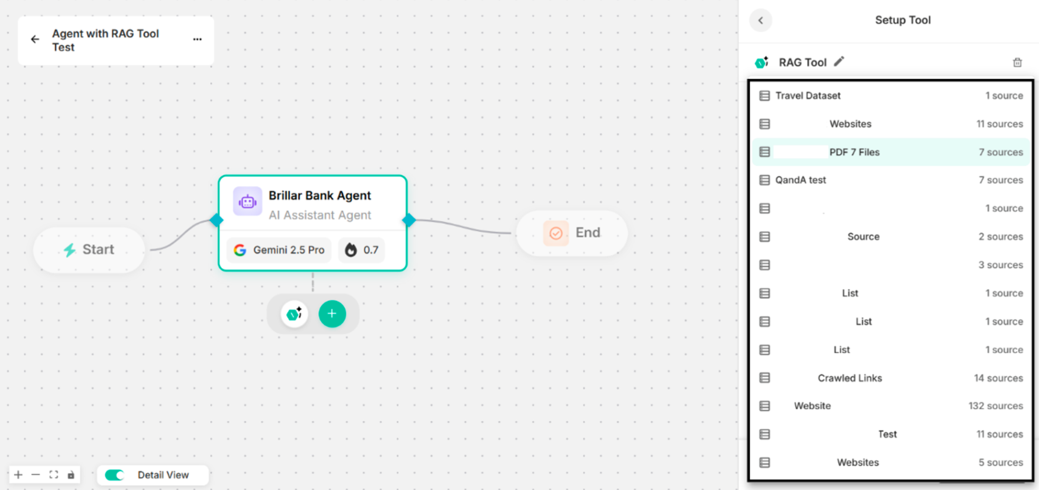 Created Knowledge Bases List from Knowledge Base Section in Setup Tool Interface (Knowledge Base Names with Sources Count)