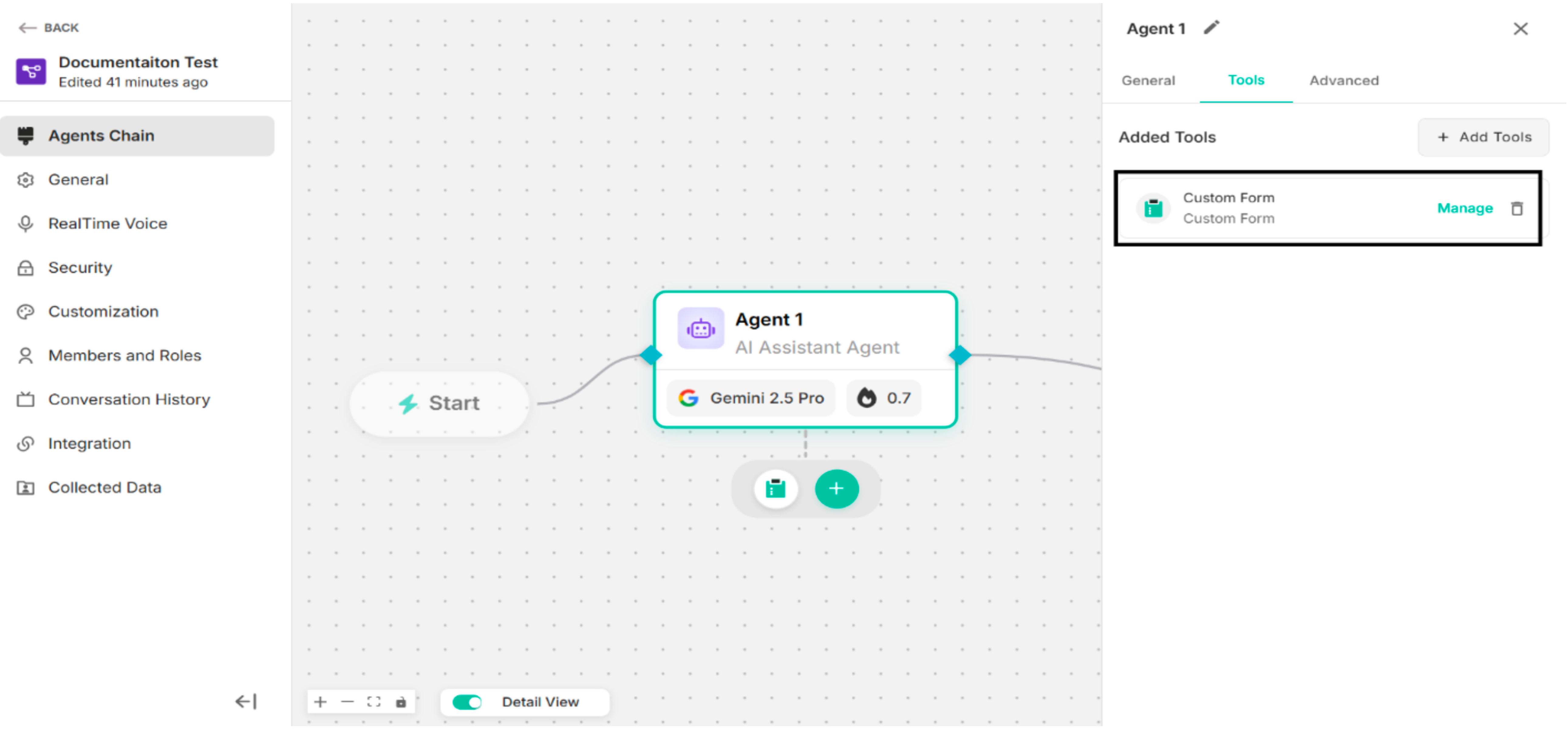 Custom Form is configured