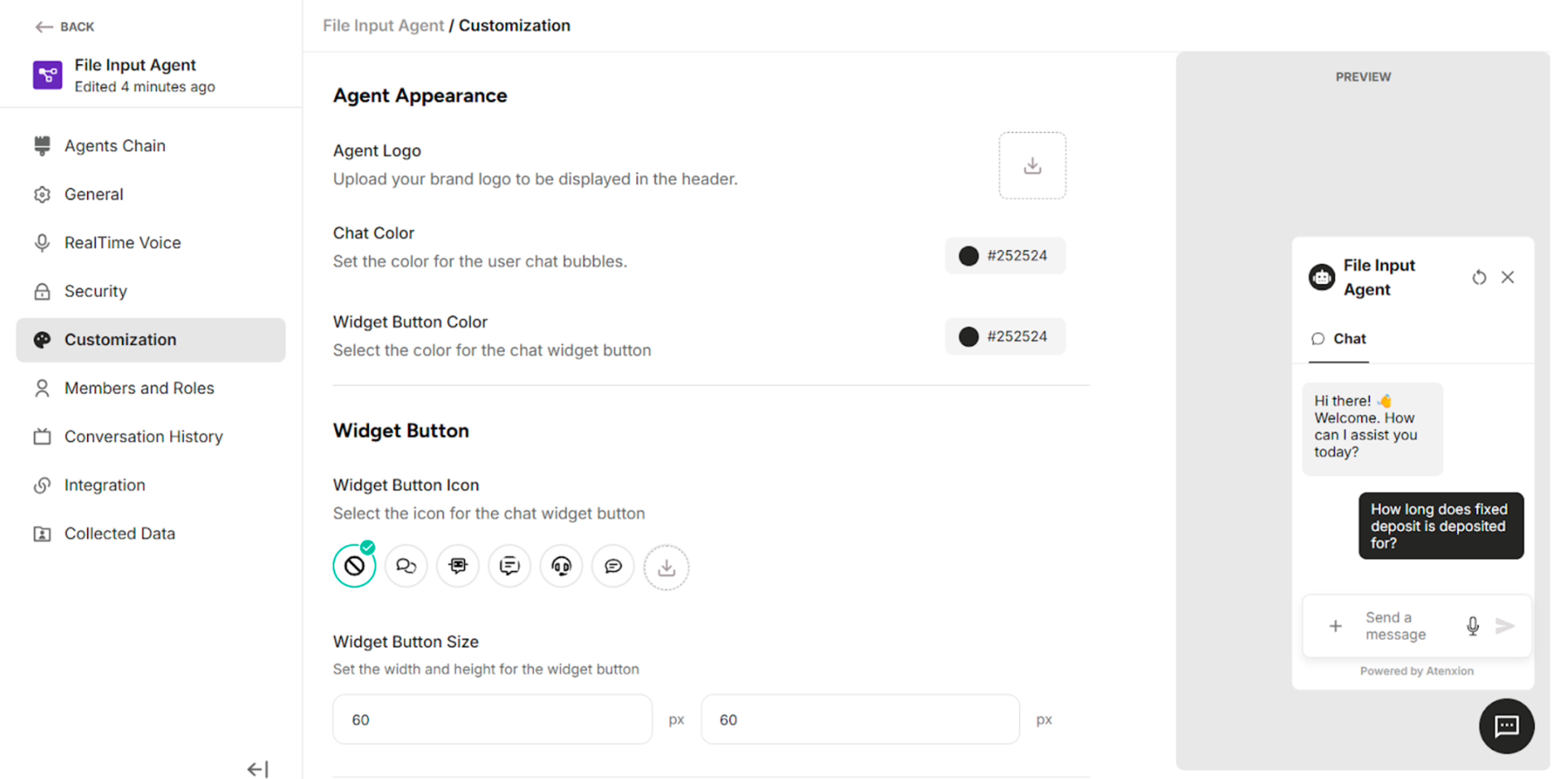 Customization Setting Interface