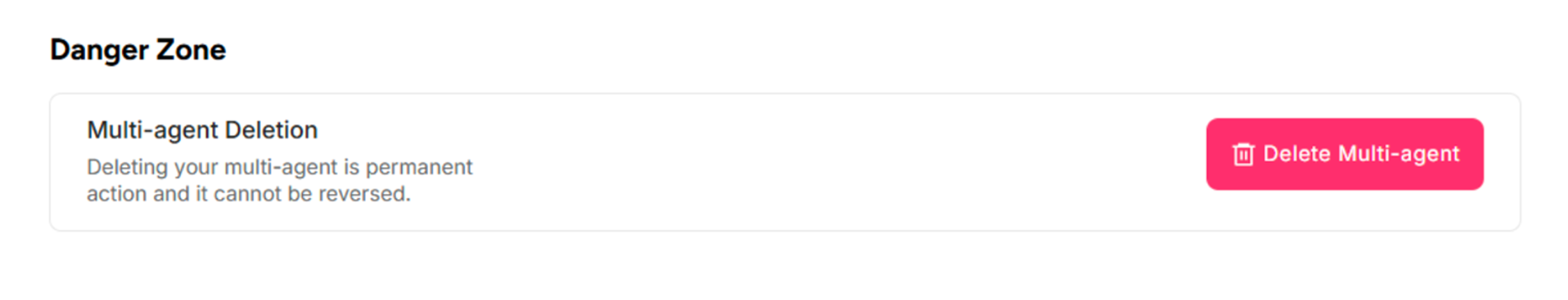 Danger Zone Section of General Setting