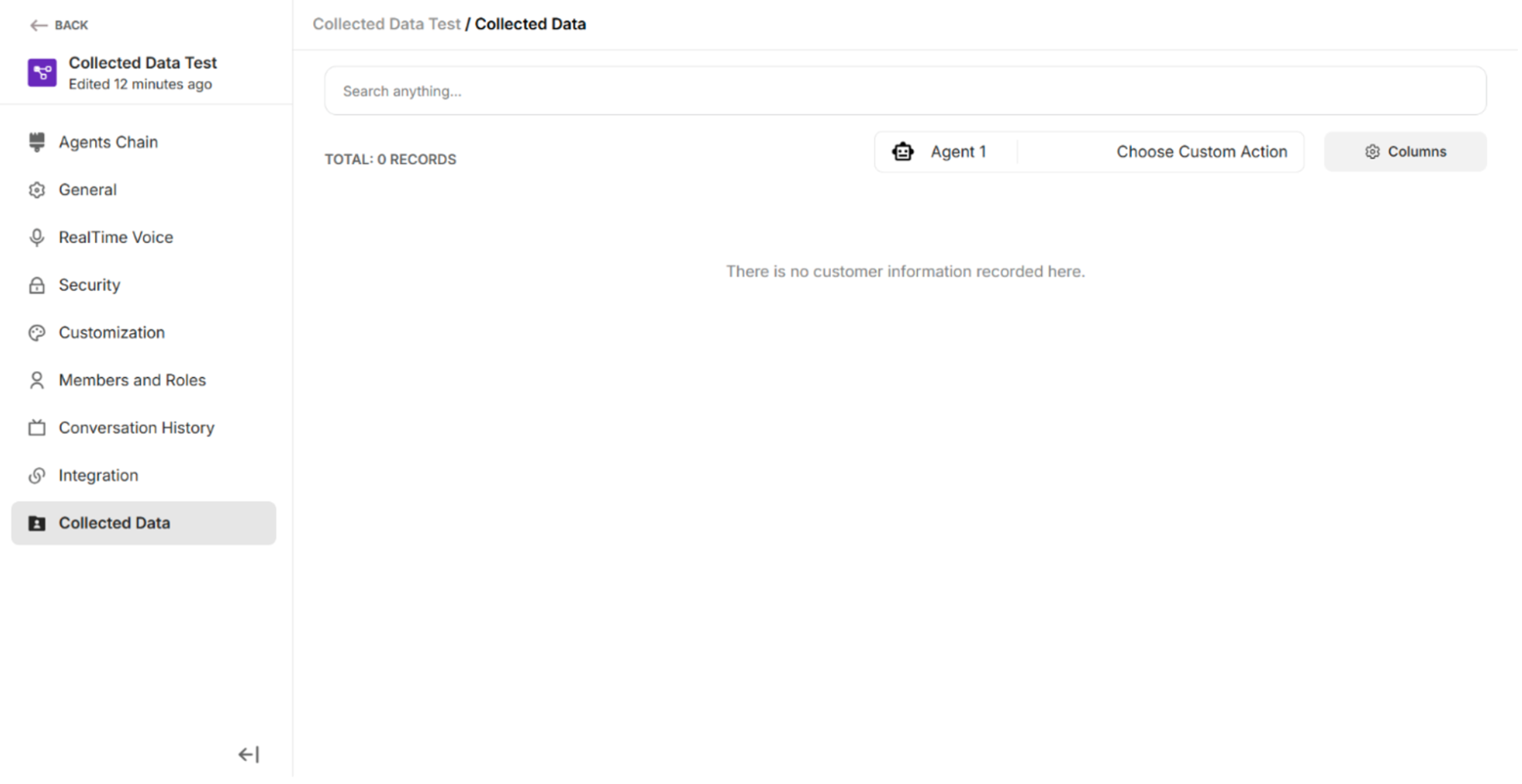 Default Collected Data Interface