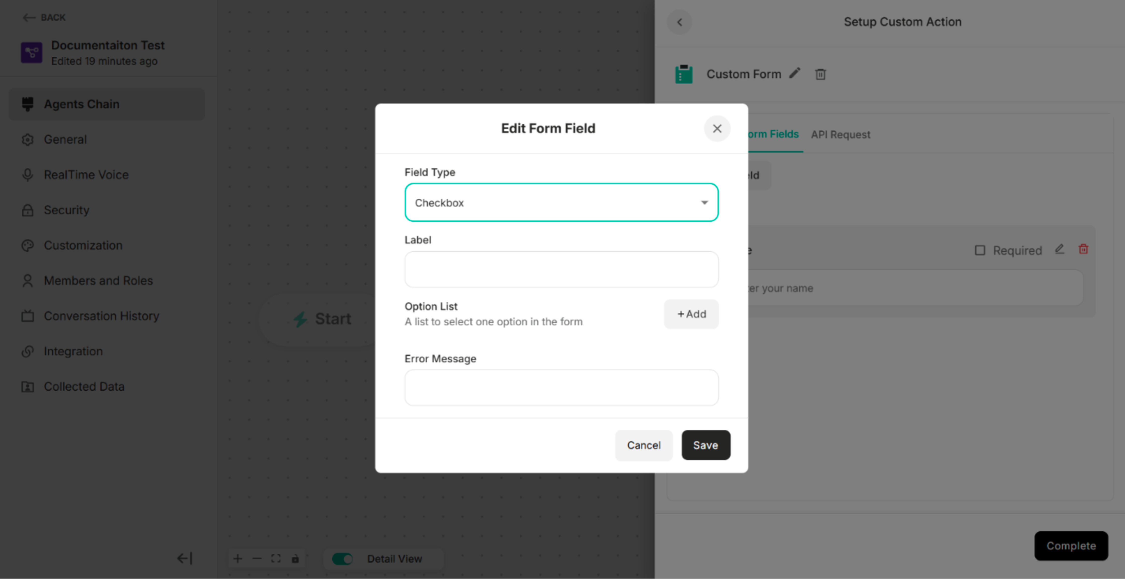 Edit Form Field for Checkbox Field Type