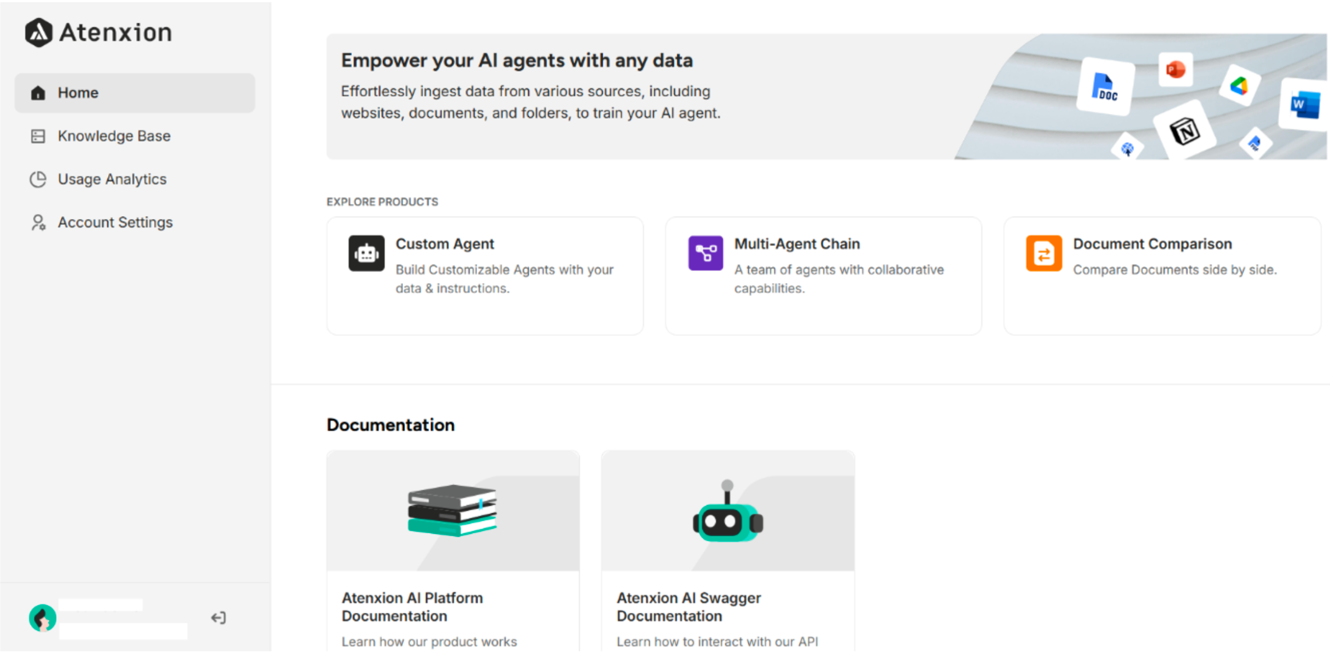 Home Interface of Atenxion Platform