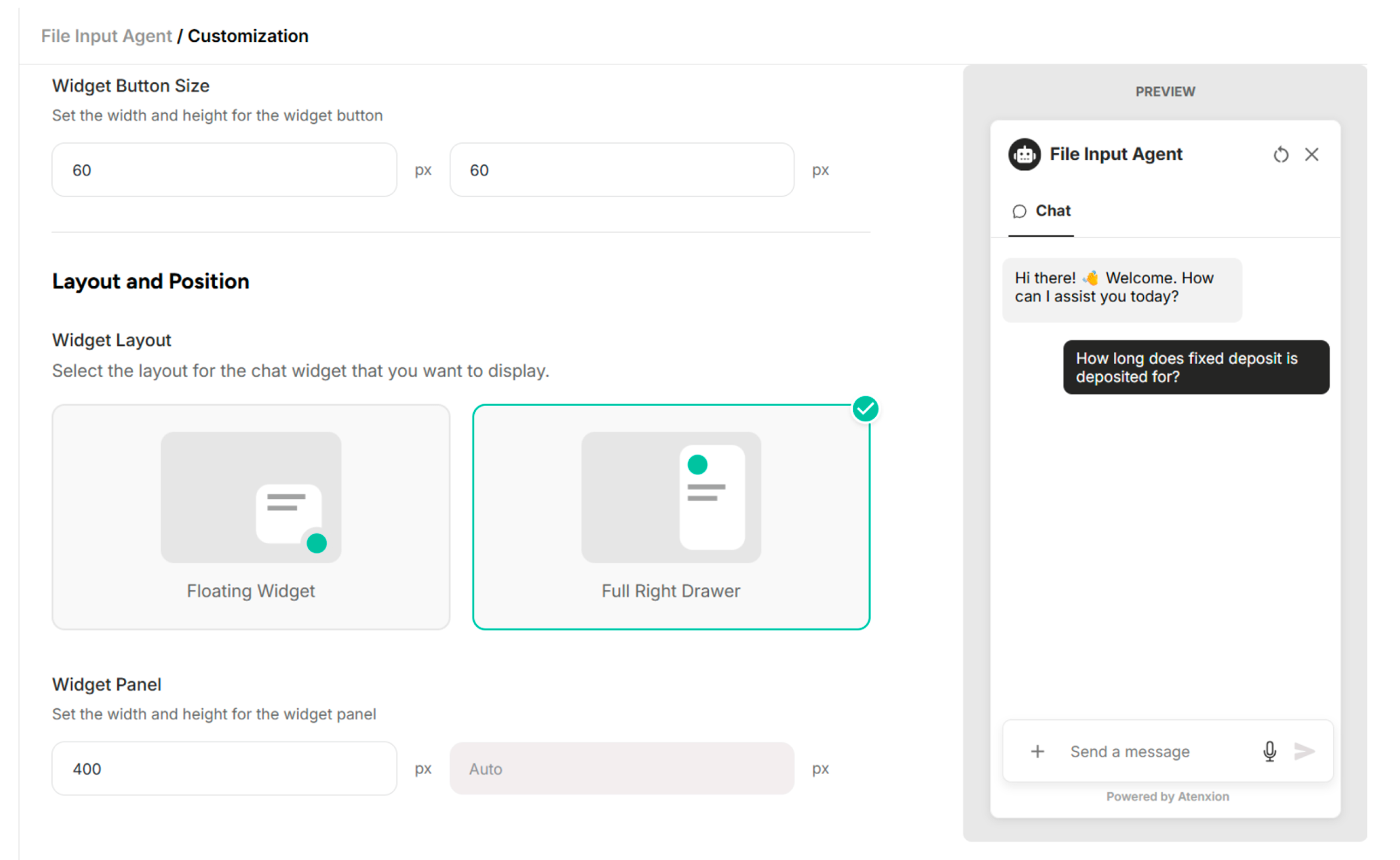 Layout and Position when choosing Full Right Drawer