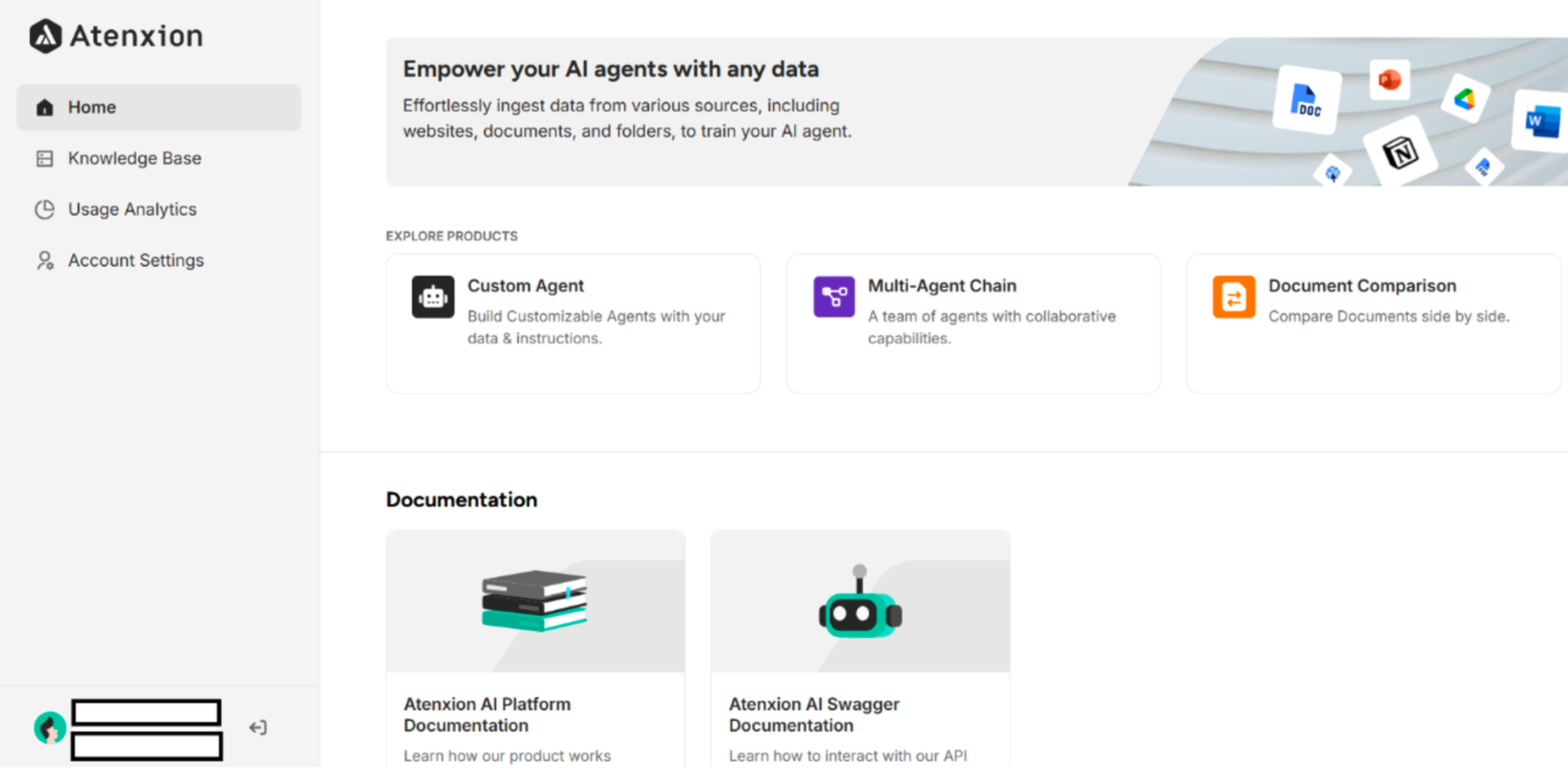 Main Screen with Created Account's Username and Mail