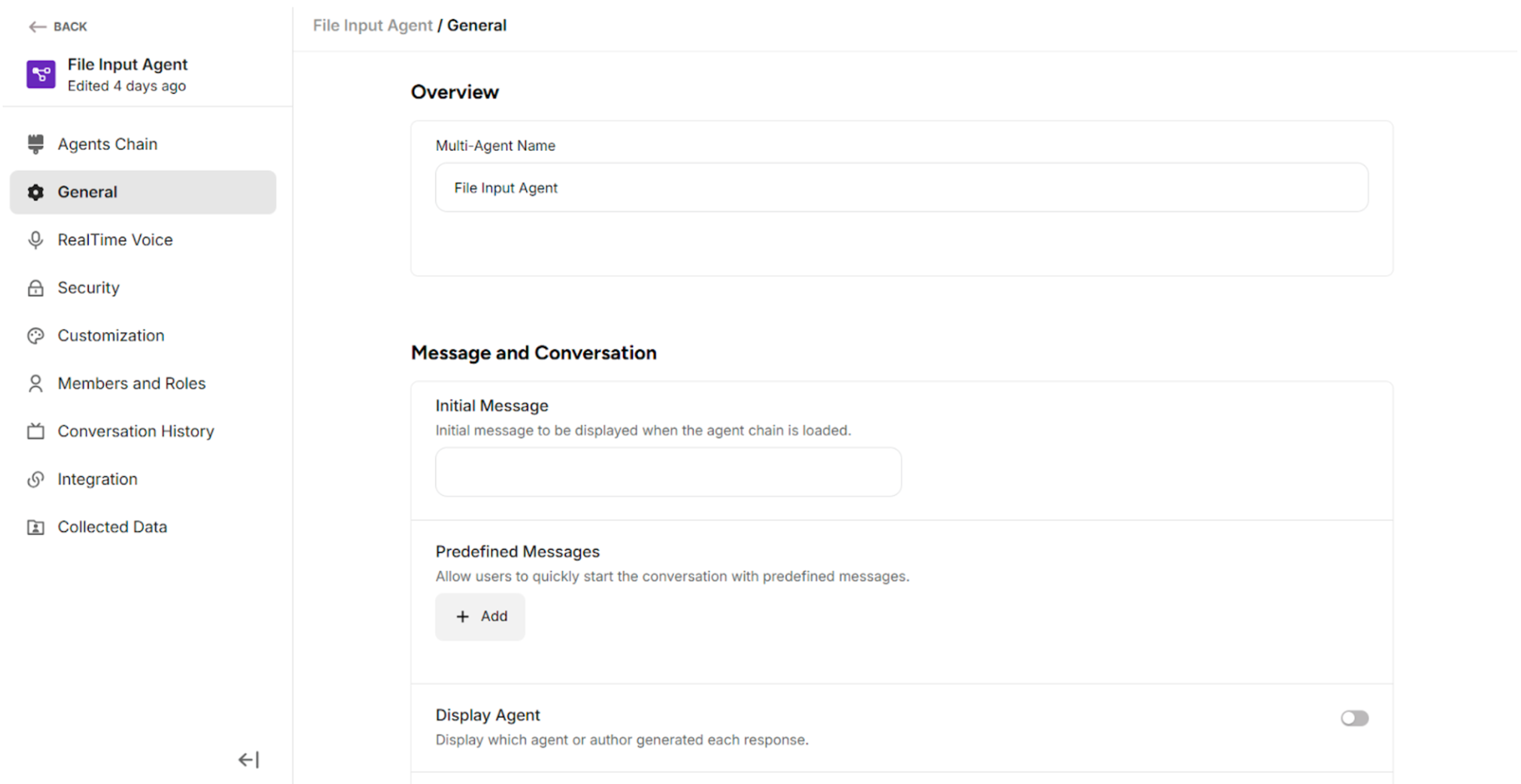 Manage Settings Interface