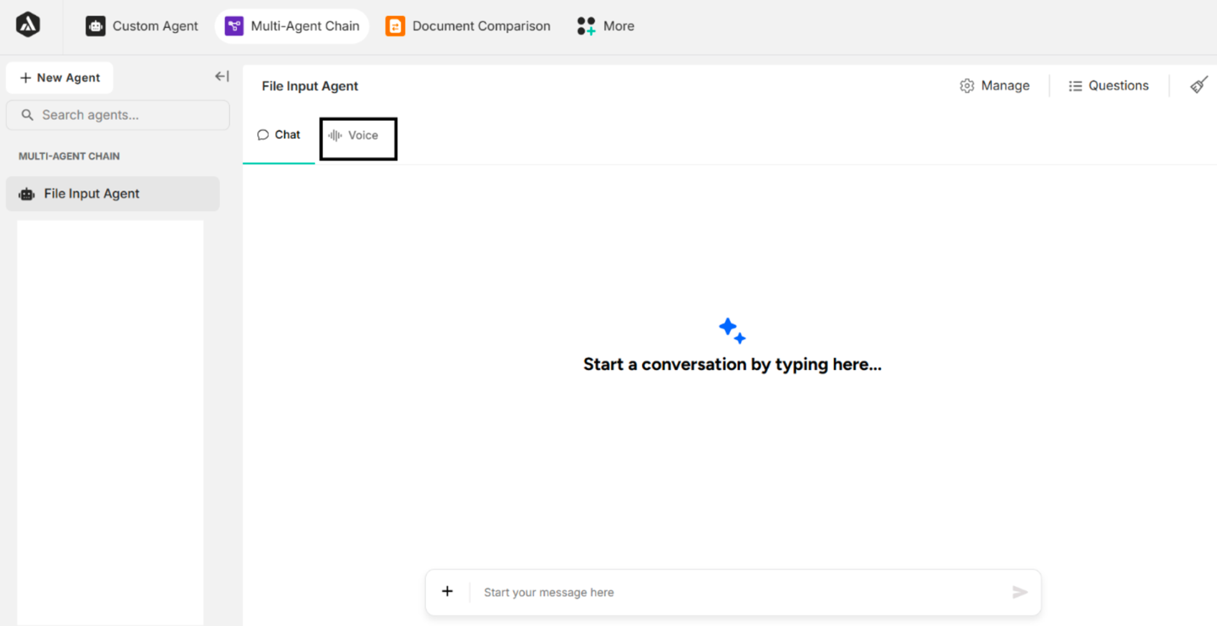 RealTime Voice Tab is appeared in the Chat Panel when enabling the RealTime Voice of Managed Settings