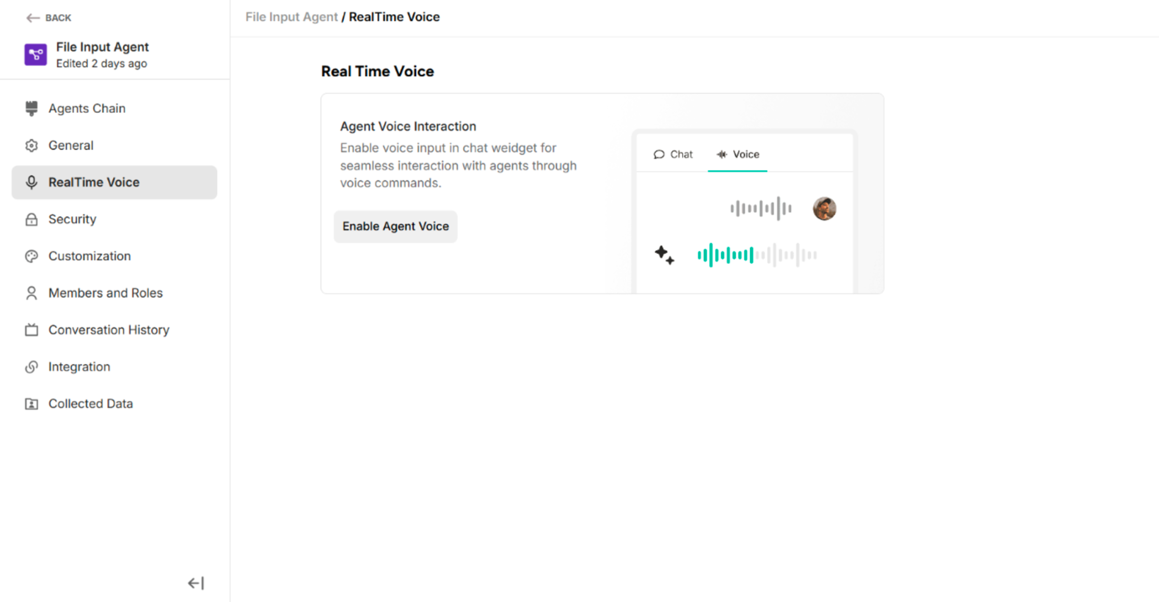 RealTime Voice with Disable Condition in Managed Setting Interface