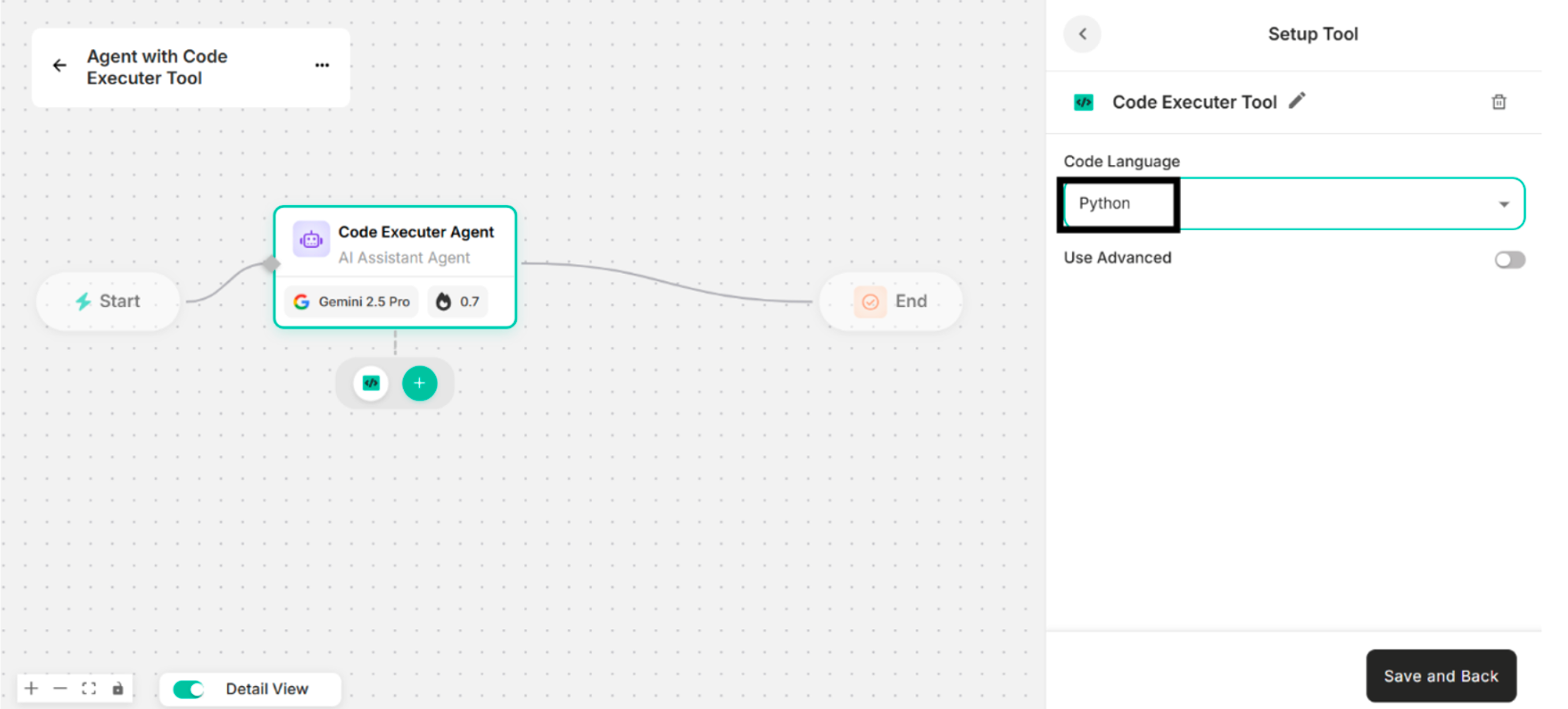 Selecting Python for Code Language