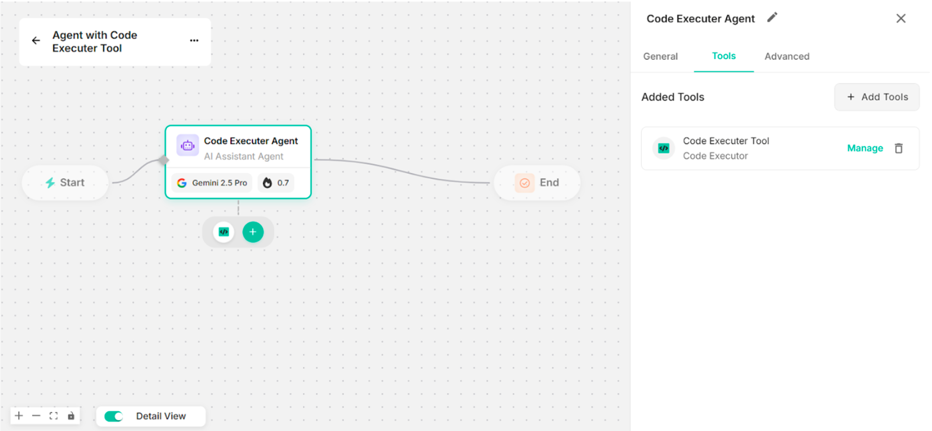 Showing the Canvas with the Created Code Executer Tool