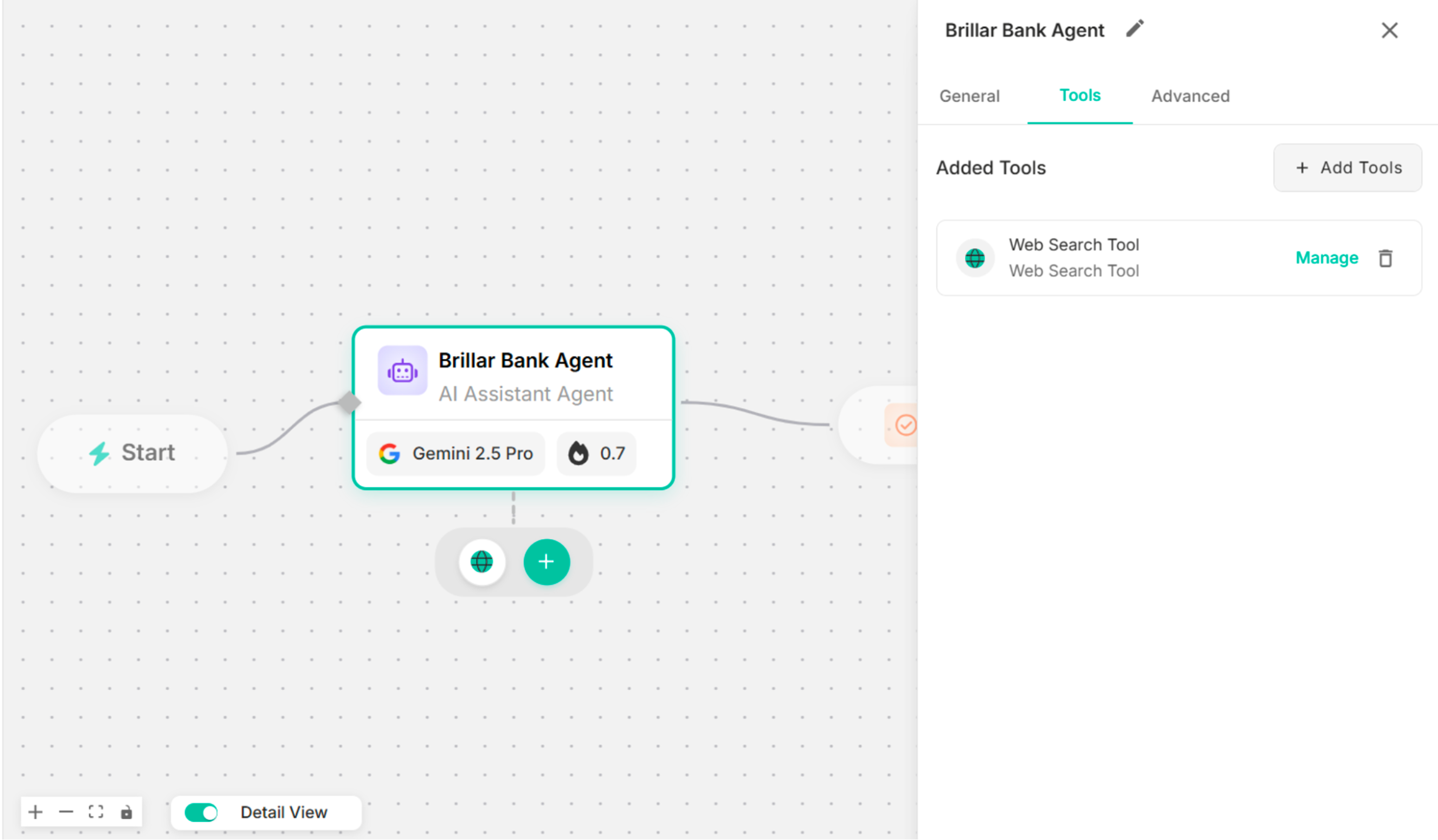 Showing the Canvas with the Created Web Search Tool