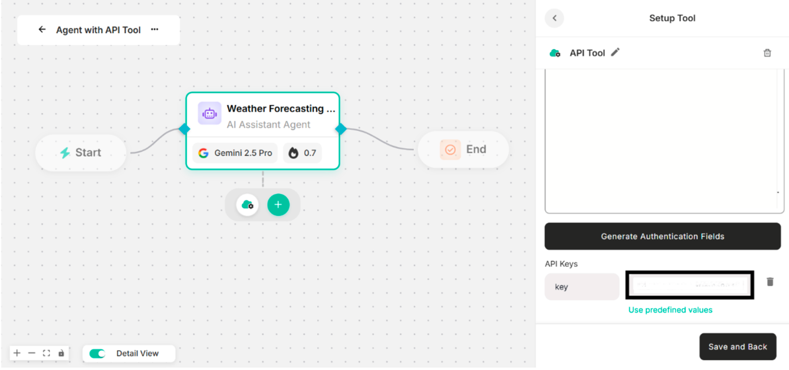 Showing the Valid API Key Input for the Above OpenAPI Spec JSON in Setup Tool Interface