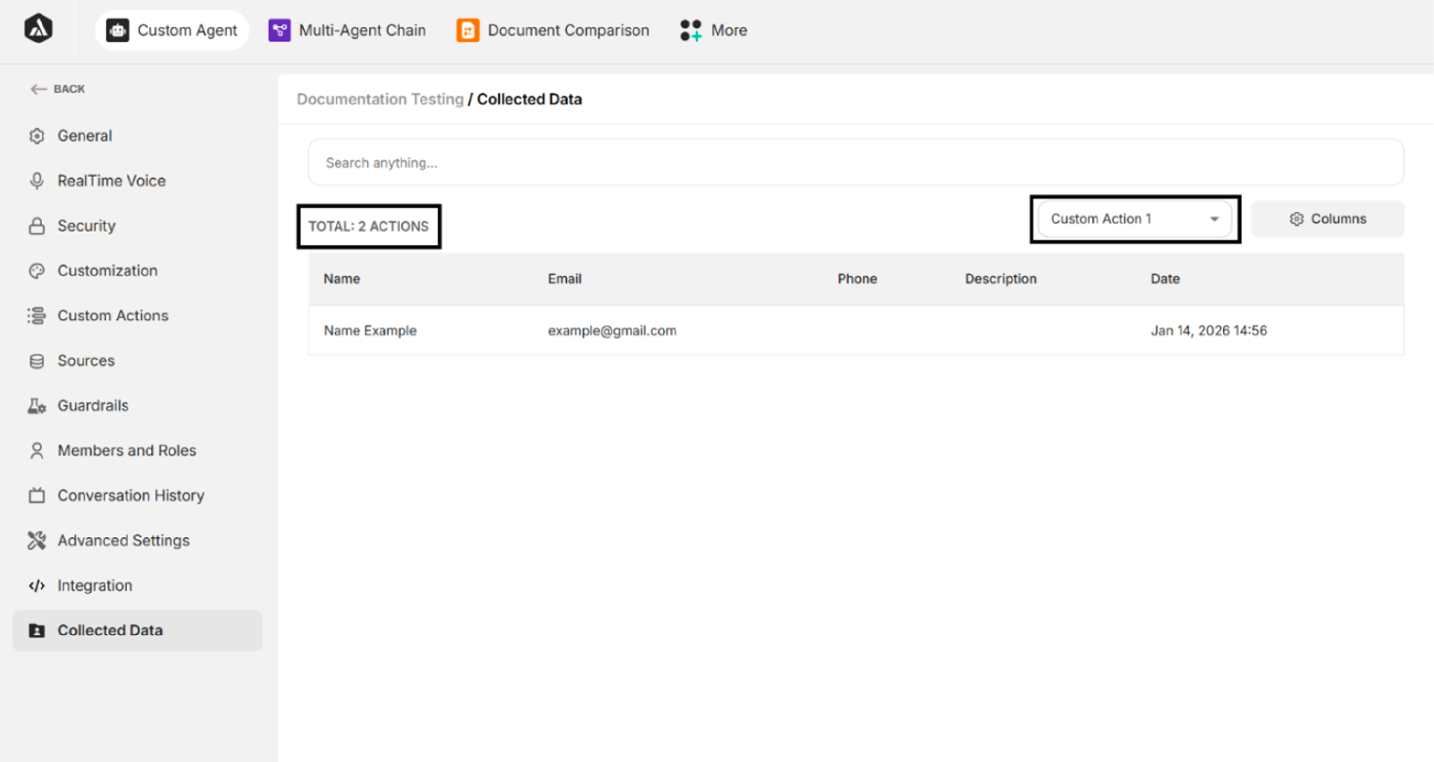 collected_data_from_the_selected_custom_action