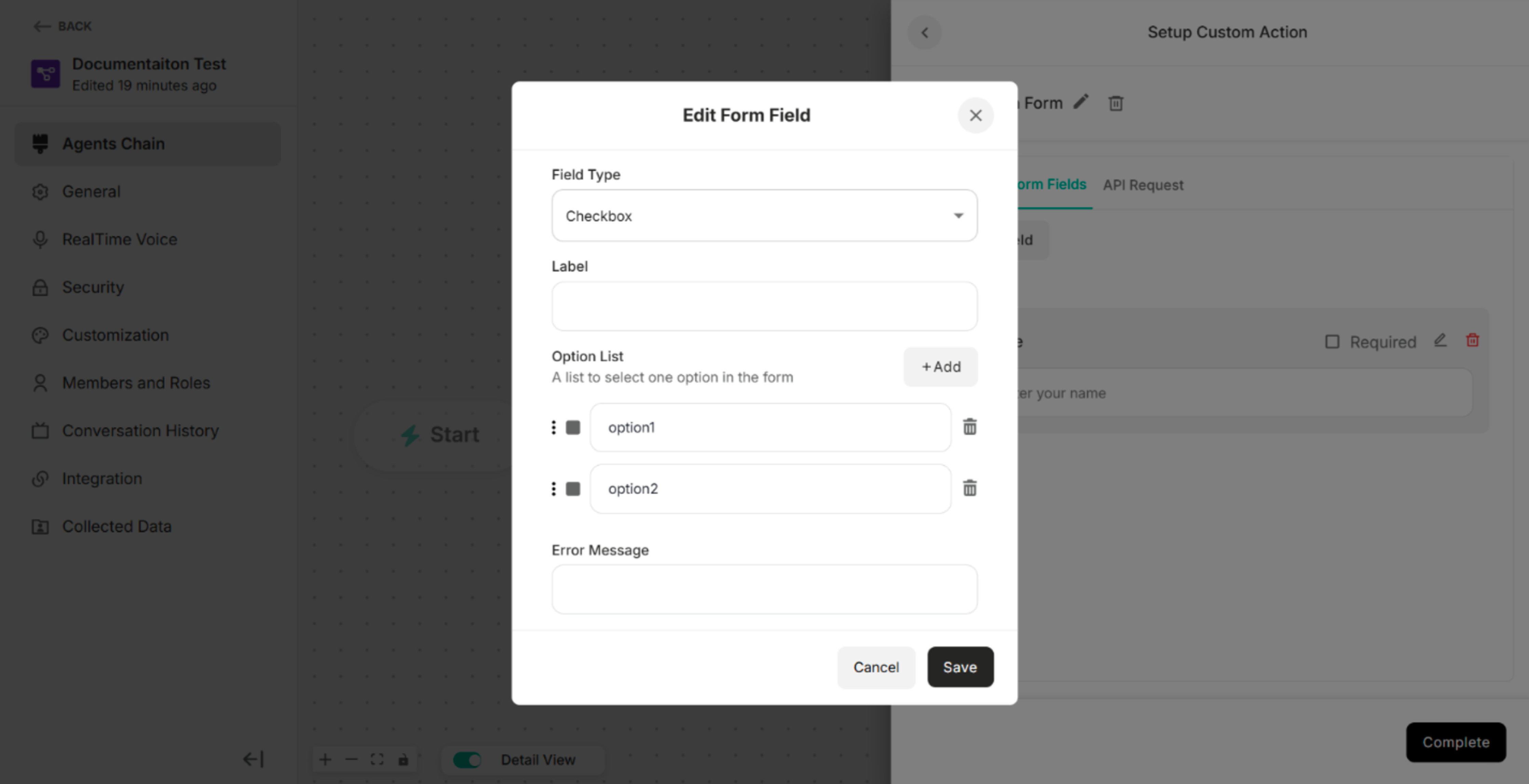 Edit Form Field for Checkbox Field Type after clicking "+Add" Button