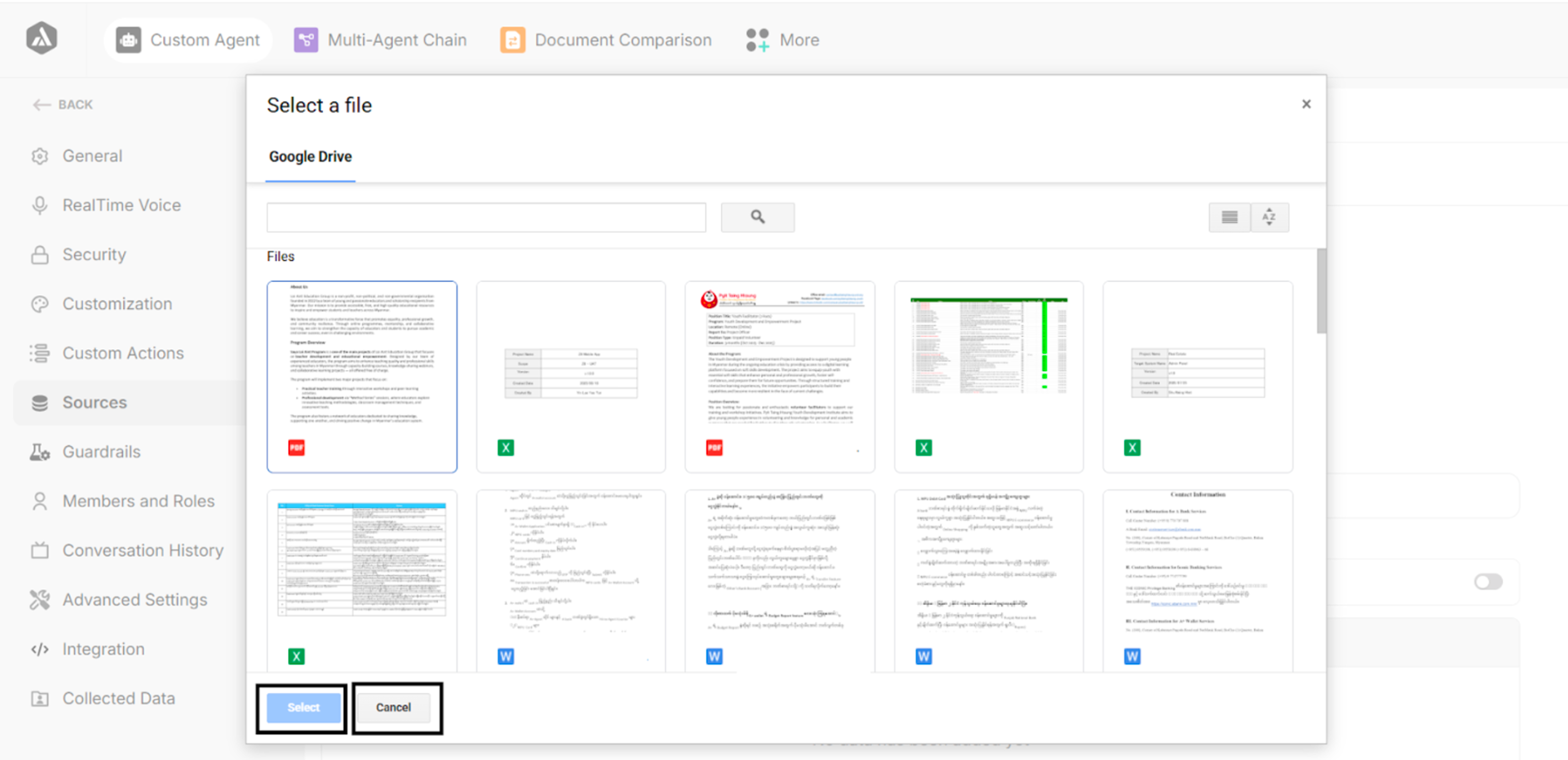 Files from Google Drive