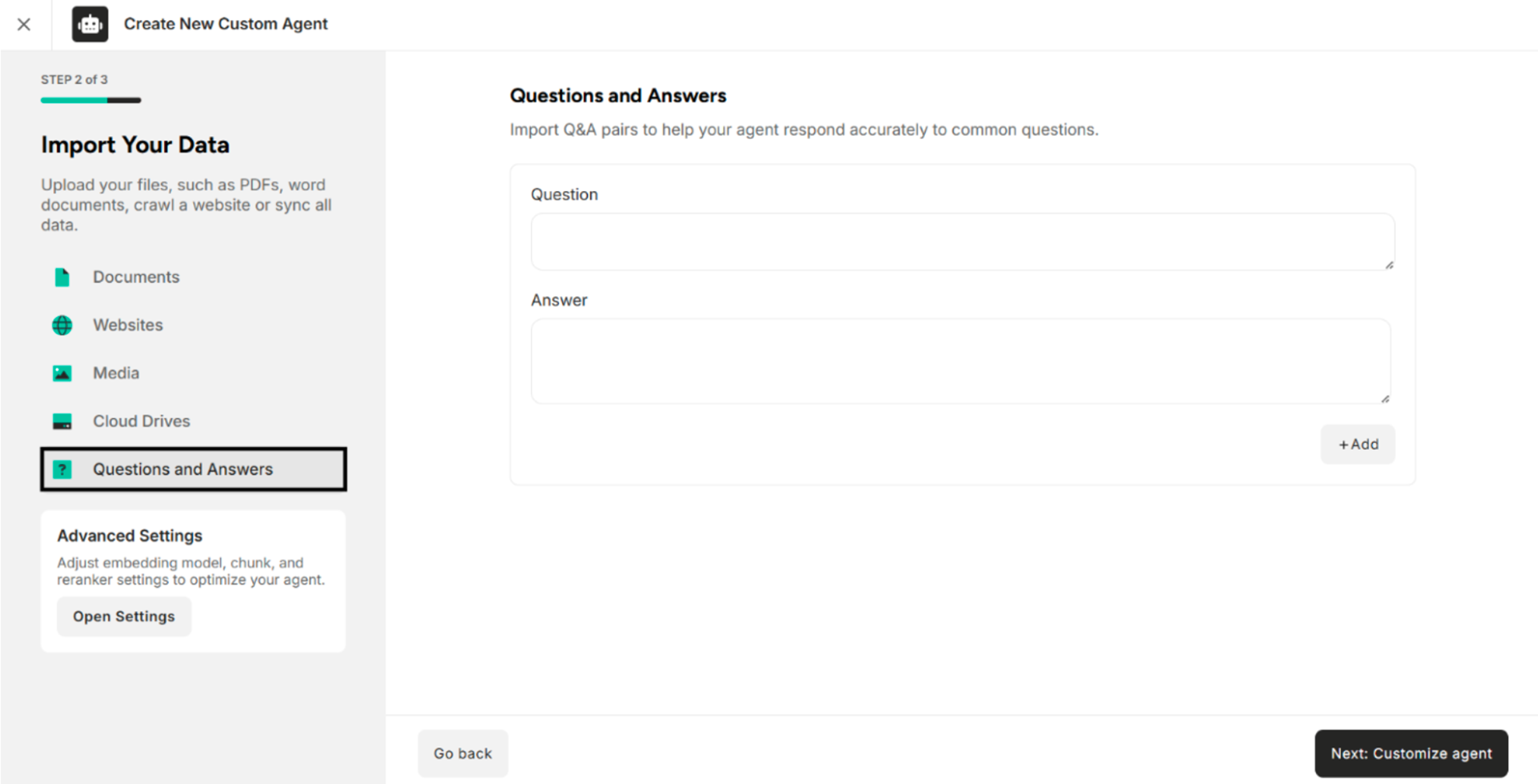 Questions and Answers Interface