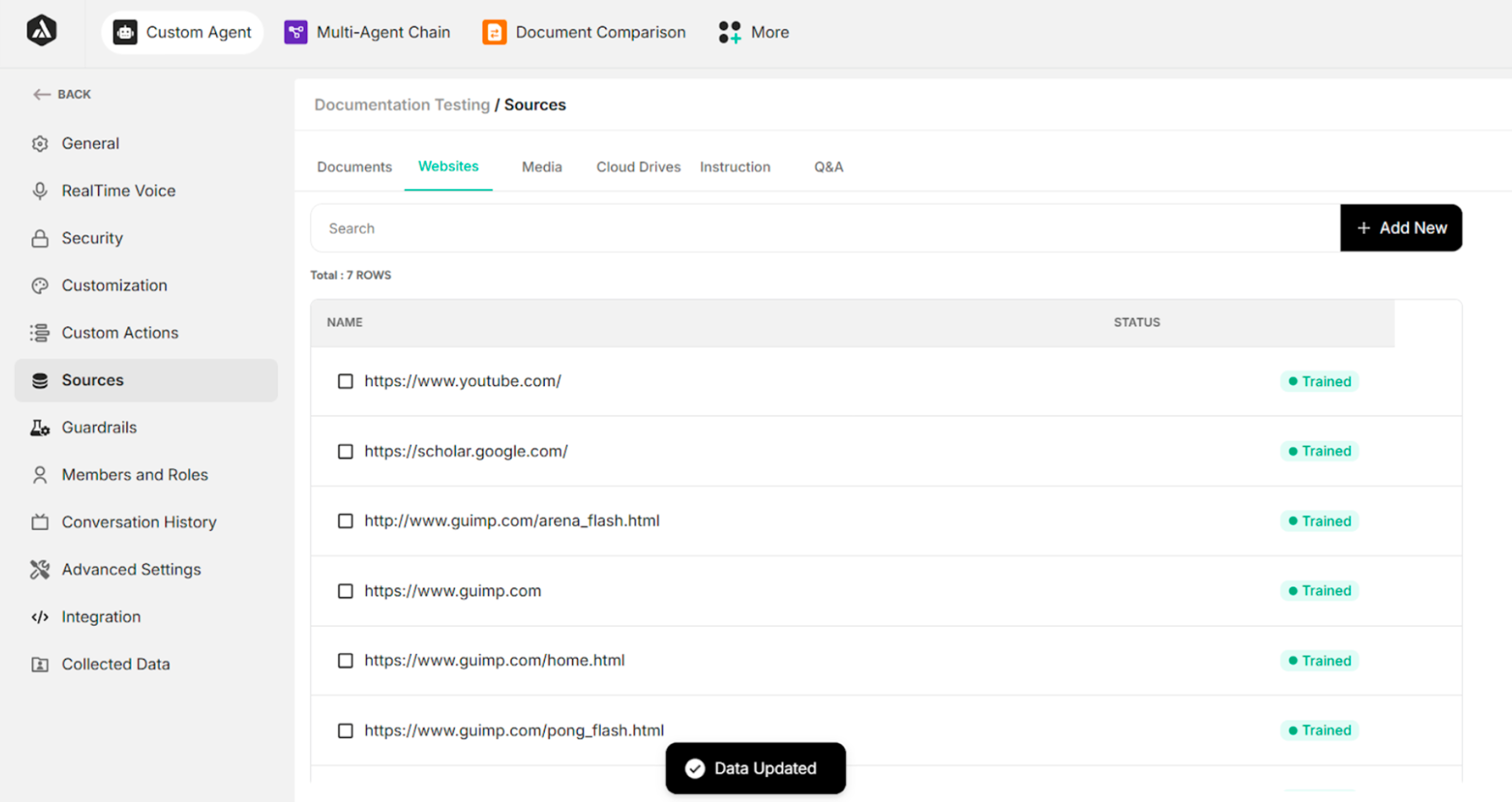 Screen After clicking Save Changes